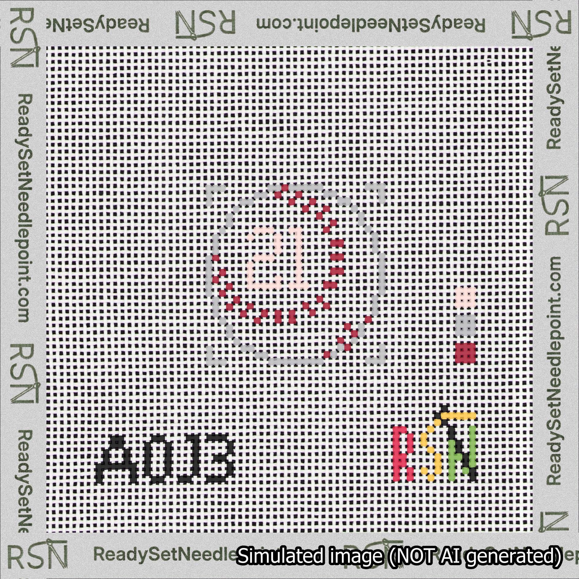 Baseball Bag Charm Pink 0-49 Needlepoint Canvas Design