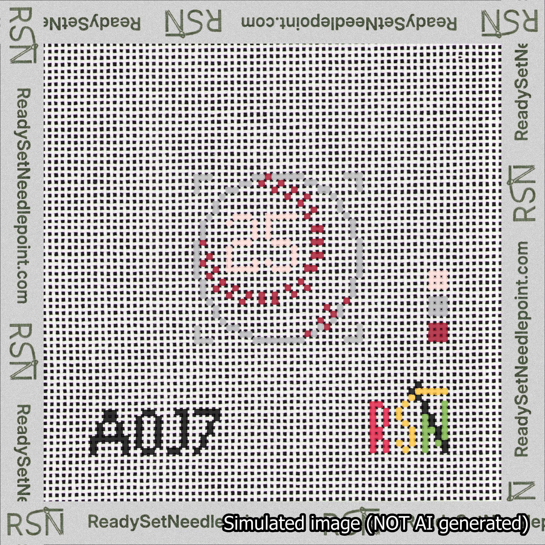 Baseball Bag Charm Pink 0-49 Needlepoint Canvas Design