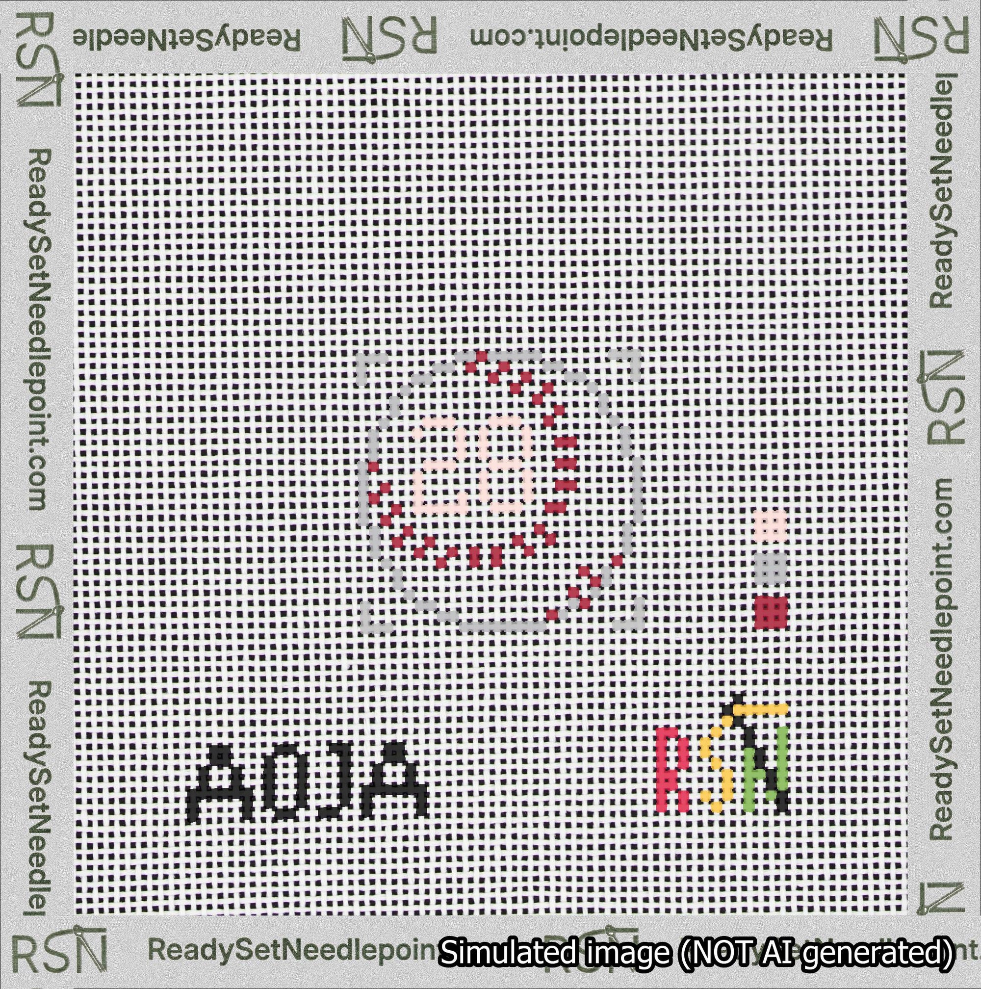 Baseball Bag Charm Pink 0-49 Needlepoint Canvas Design