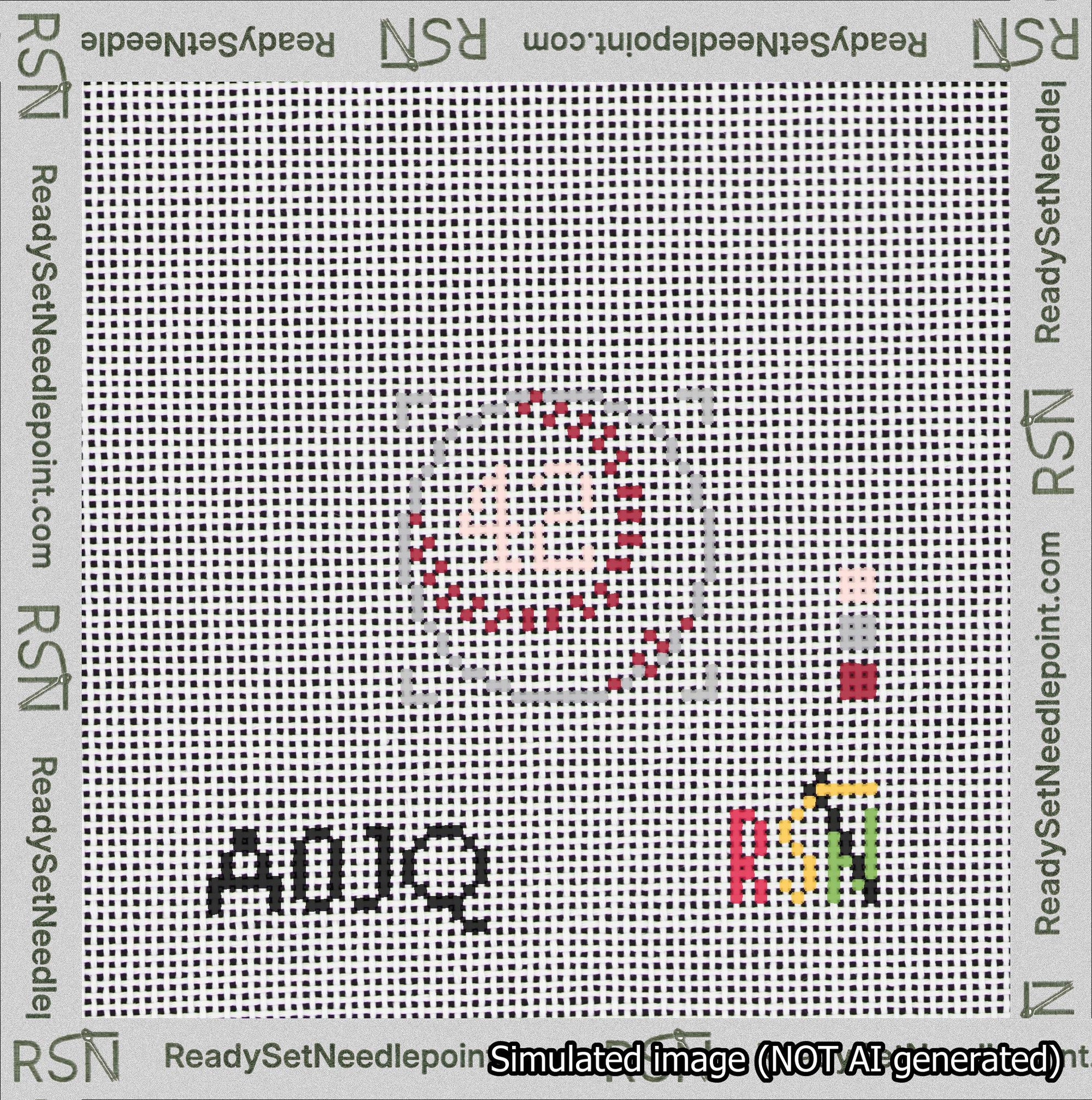 Baseball Bag Charm Pink 0-49 Needlepoint Canvas Design