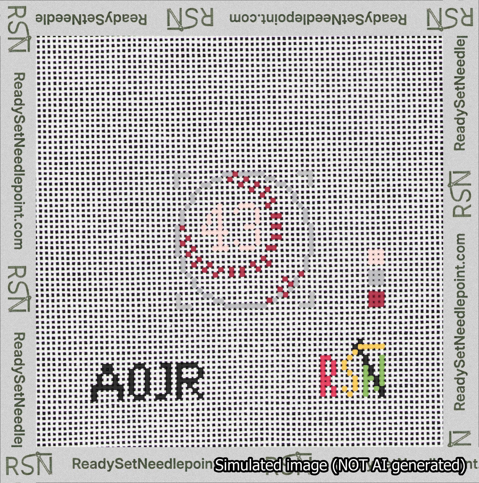 Baseball Bag Charm Pink 0-49 Needlepoint Canvas Design