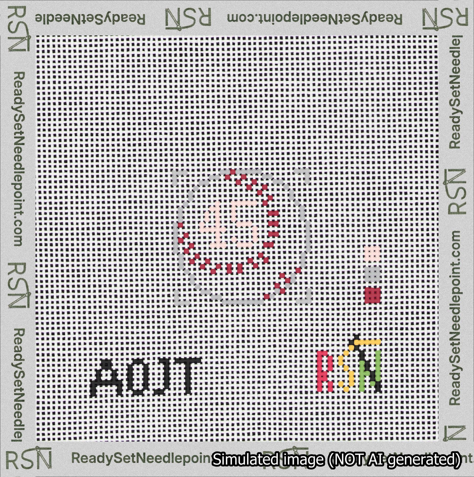 Baseball Bag Charm Pink 0-49 Needlepoint Canvas Design