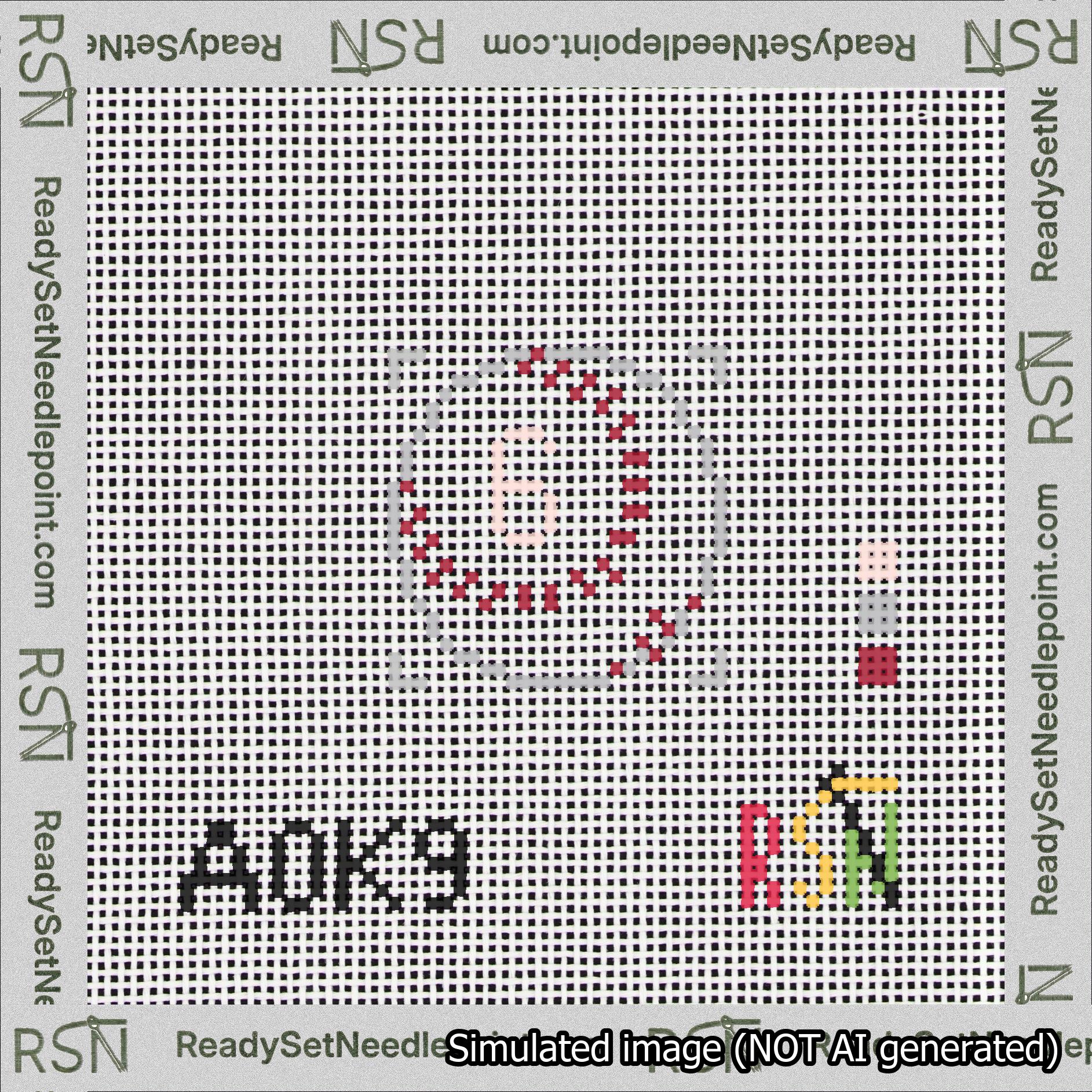 Baseball Bag Charm Pink 0-49 Needlepoint Canvas Design