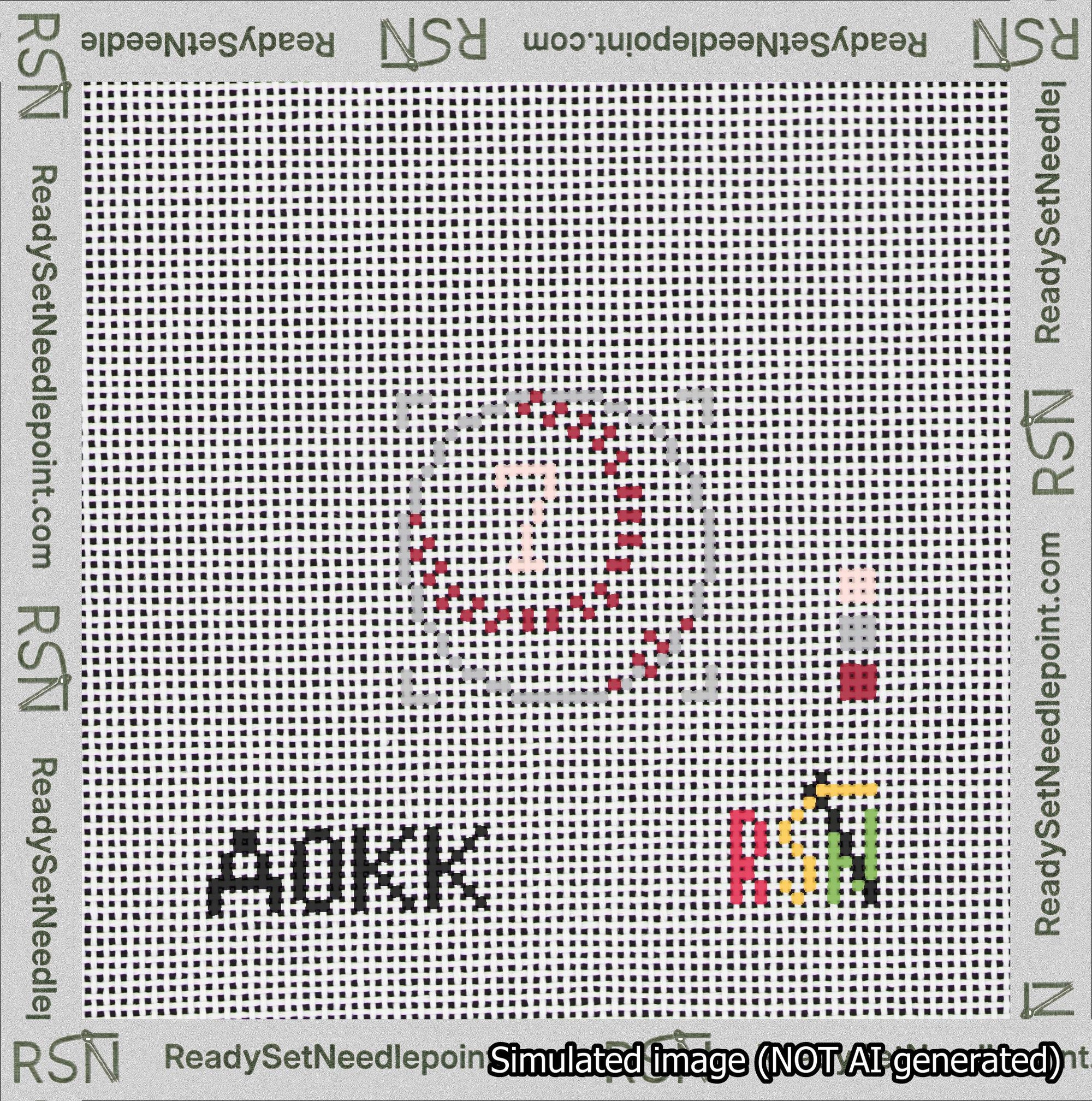 Baseball Bag Charm Pink 0-49 Needlepoint Canvas Design