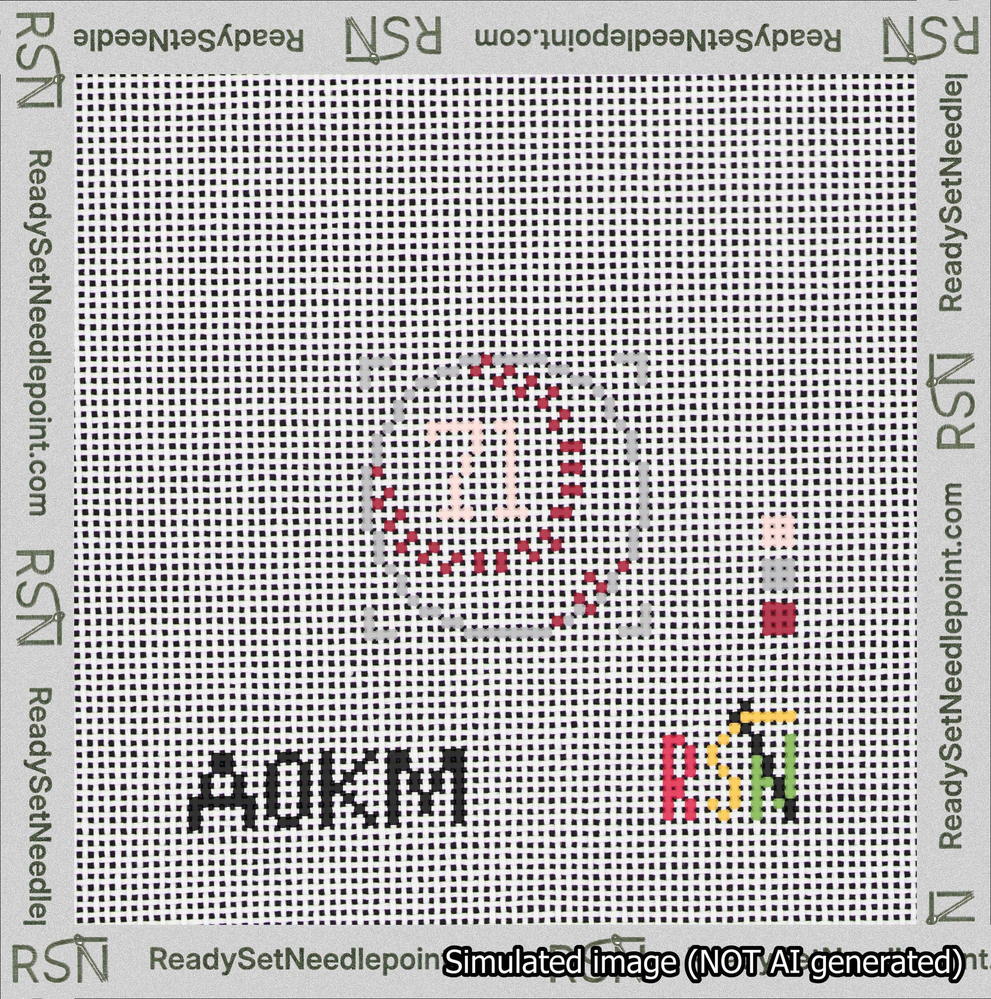 Baseball Bag Charm Pink 50-99 Needlepoint Canvas Design