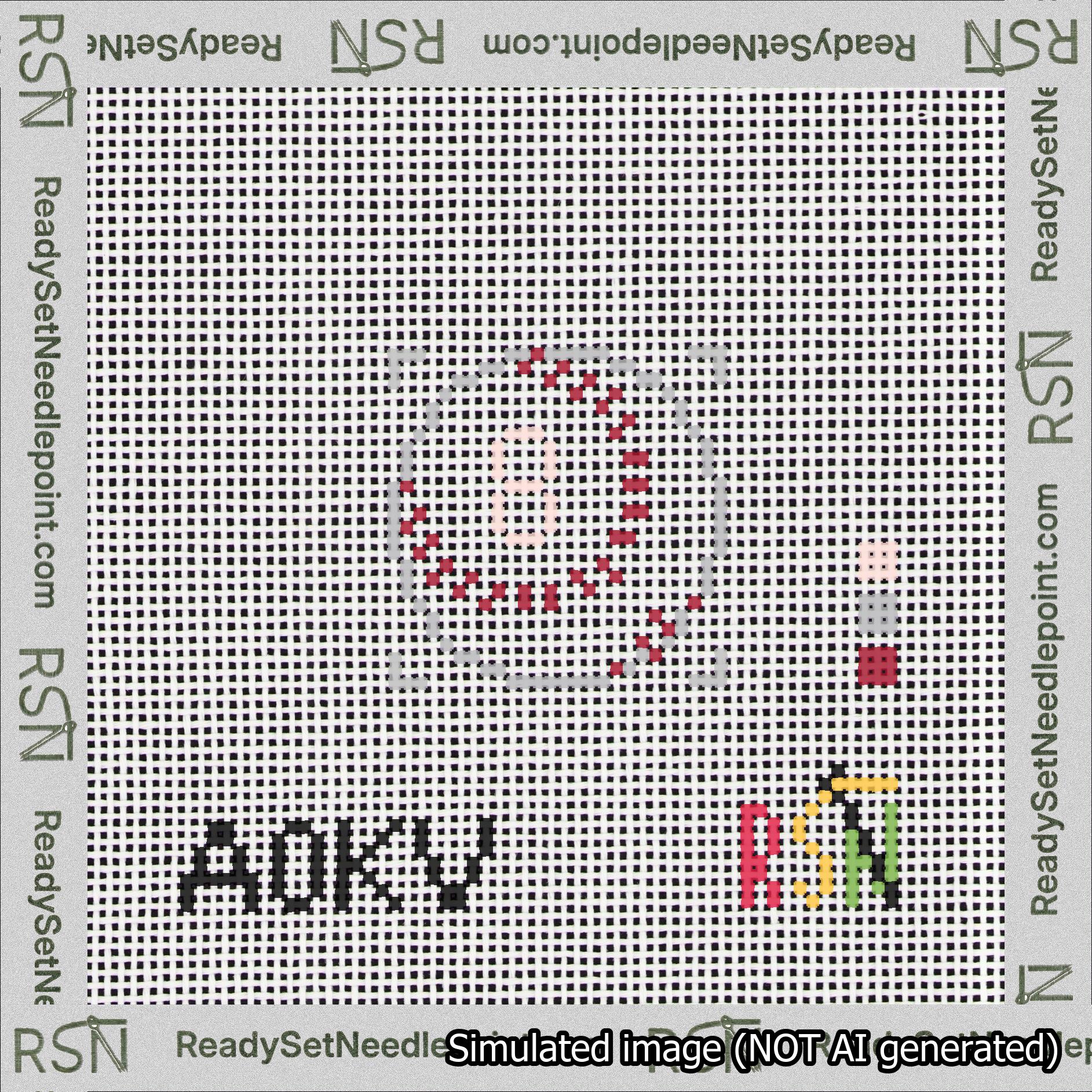 Baseball Bag Charm Pink 0-49 Needlepoint Canvas Design