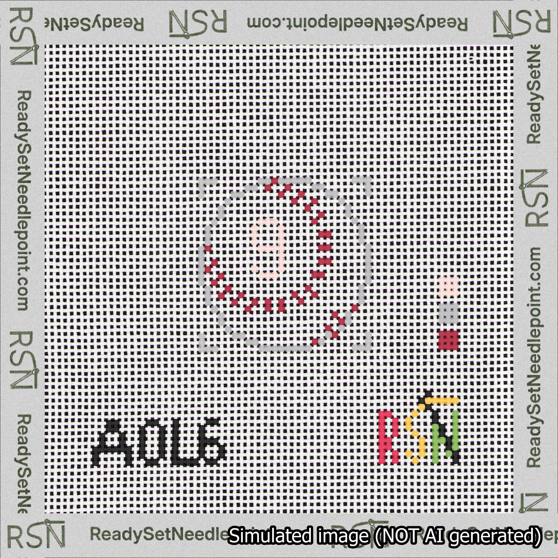 Baseball Bag Charm Pink 0-49 Needlepoint Canvas Design