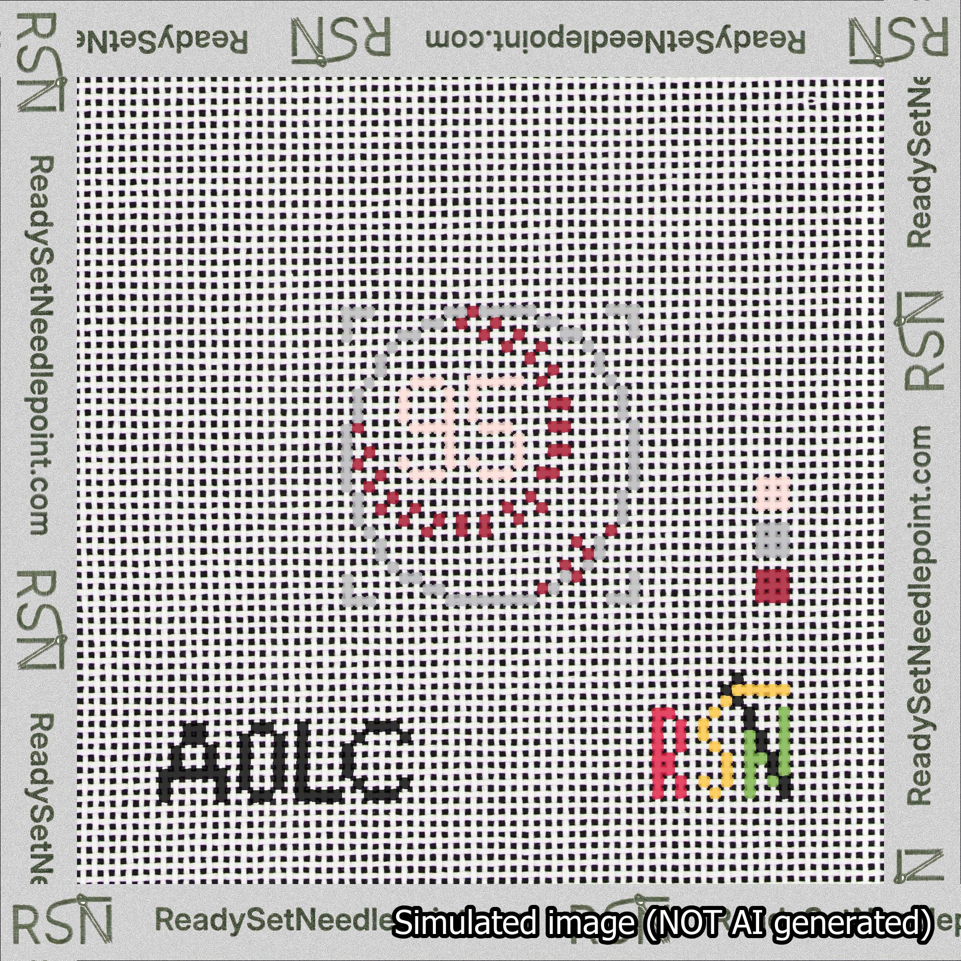 Baseball Bag Charm Pink 50-99 Needlepoint Canvas Design