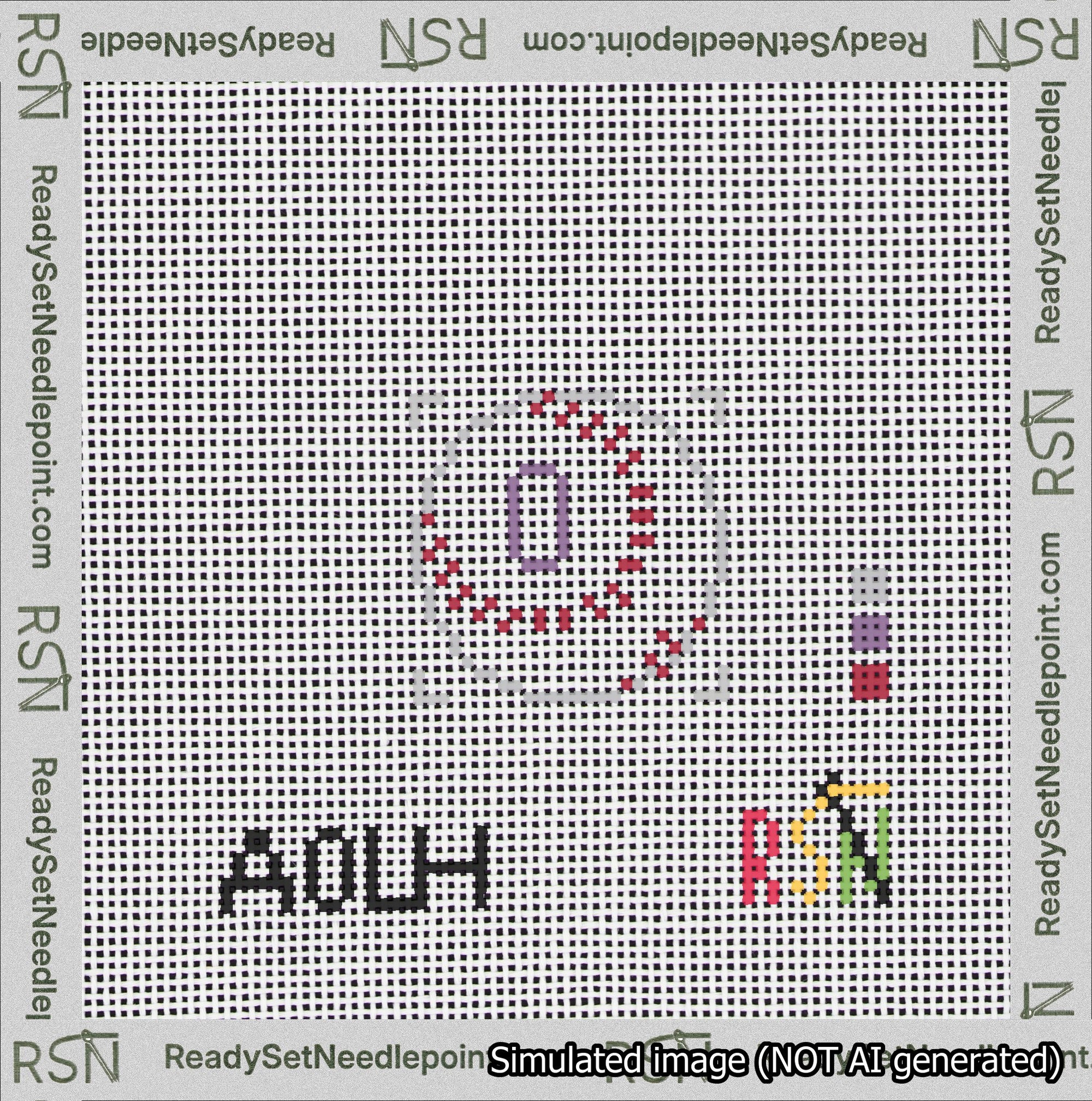 Baseball Bag Charm Purple 0-49 Needlepoint Canvas Design