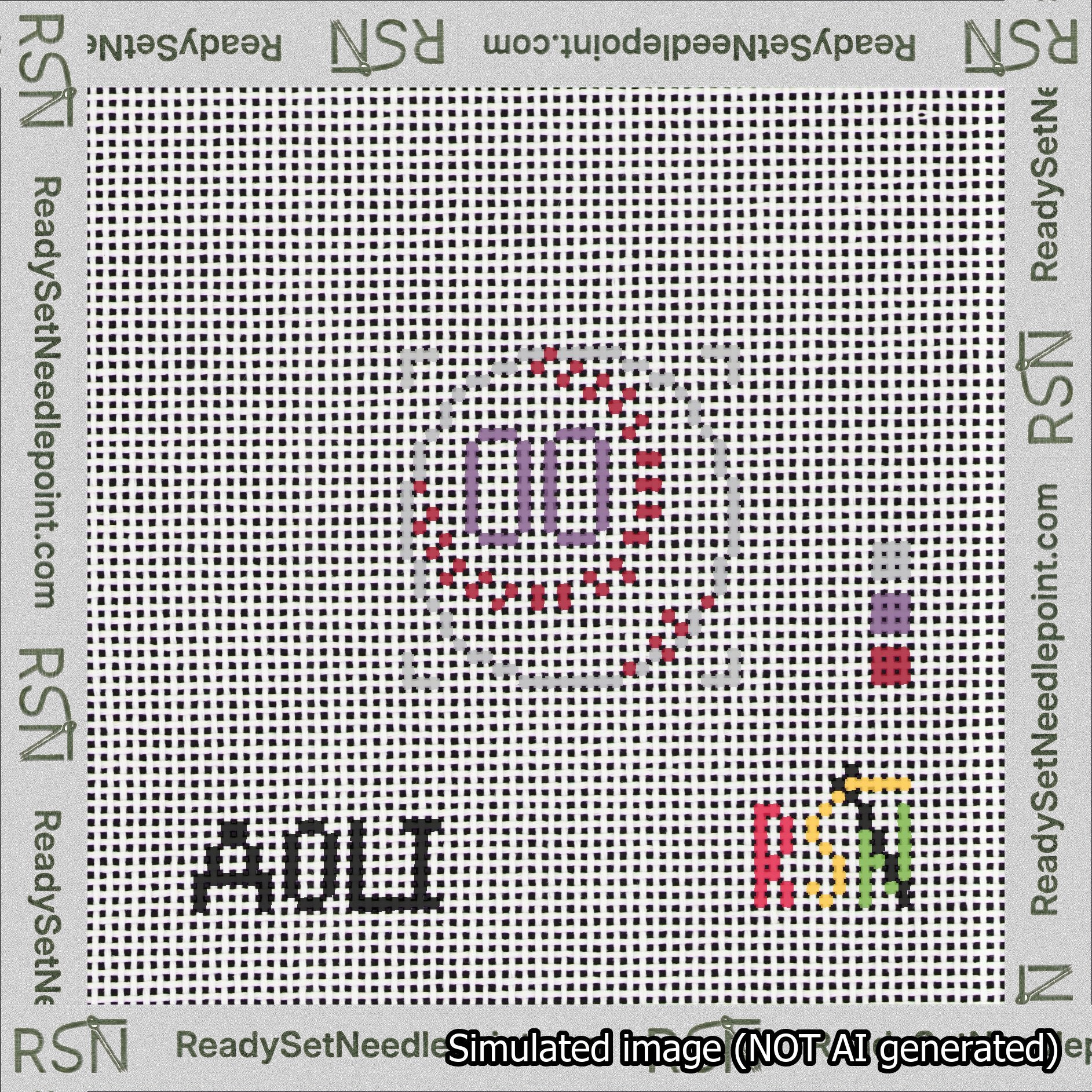 Baseball Bag Charm Purple 0-49 Needlepoint Canvas Design