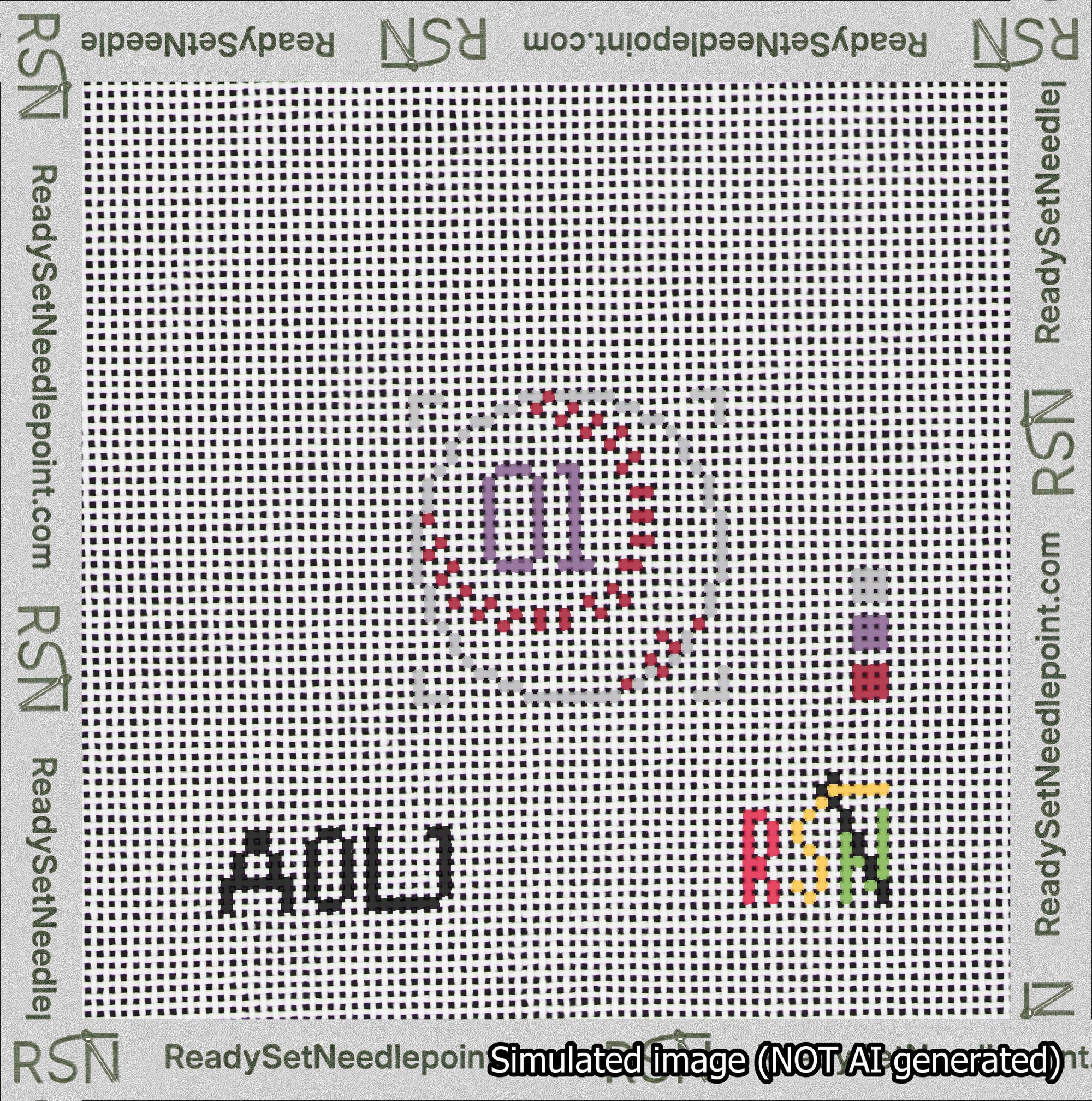 Baseball Bag Charm Purple 0-49 Needlepoint Canvas Design