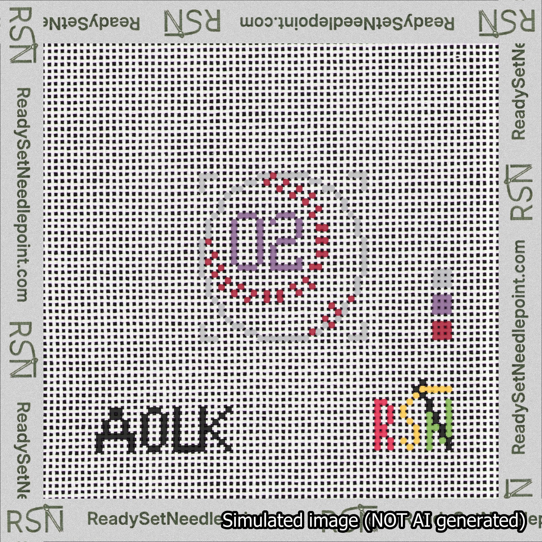 Baseball Bag Charm Purple 0-49 Needlepoint Canvas Design