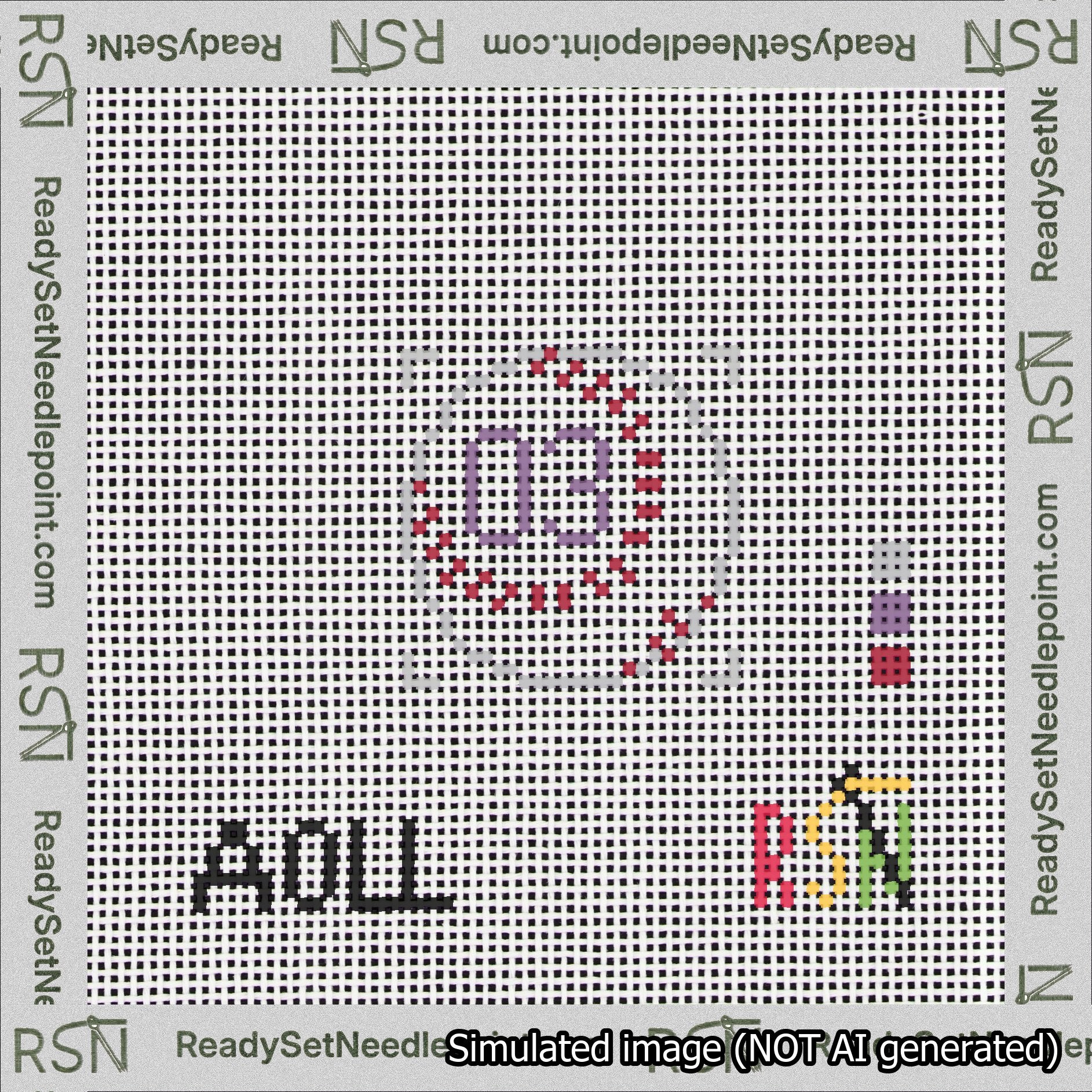 Baseball Bag Charm Purple 0-49 Needlepoint Canvas Design