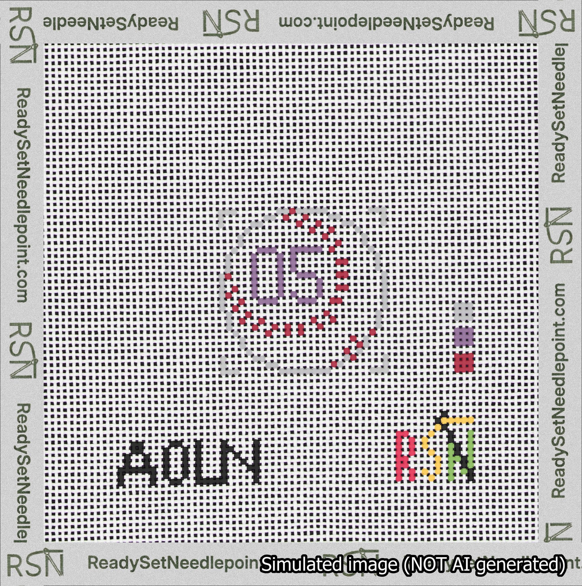 Baseball Bag Charm Purple 0-49 Needlepoint Canvas Design