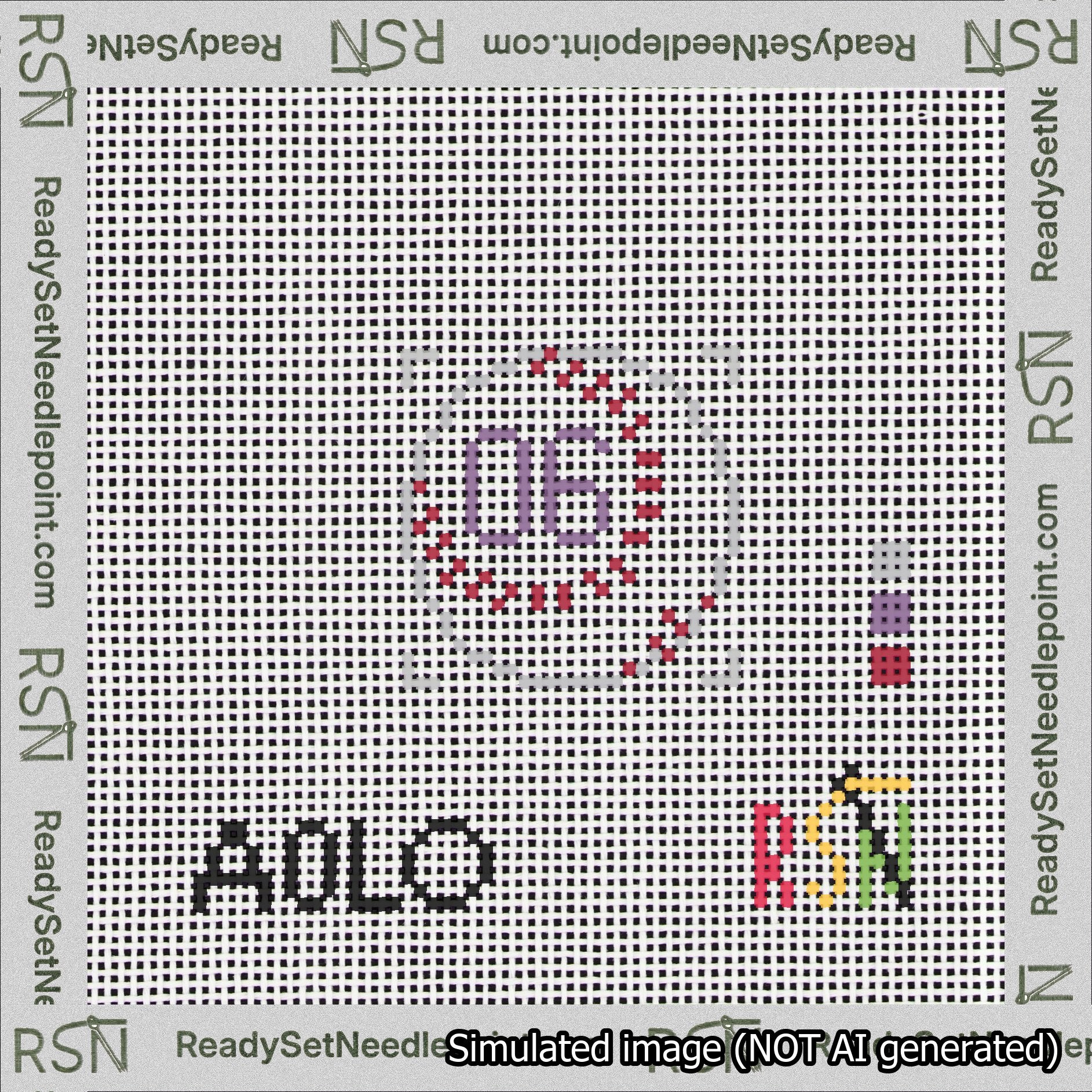 Baseball Bag Charm Purple 0-49 Needlepoint Canvas Design