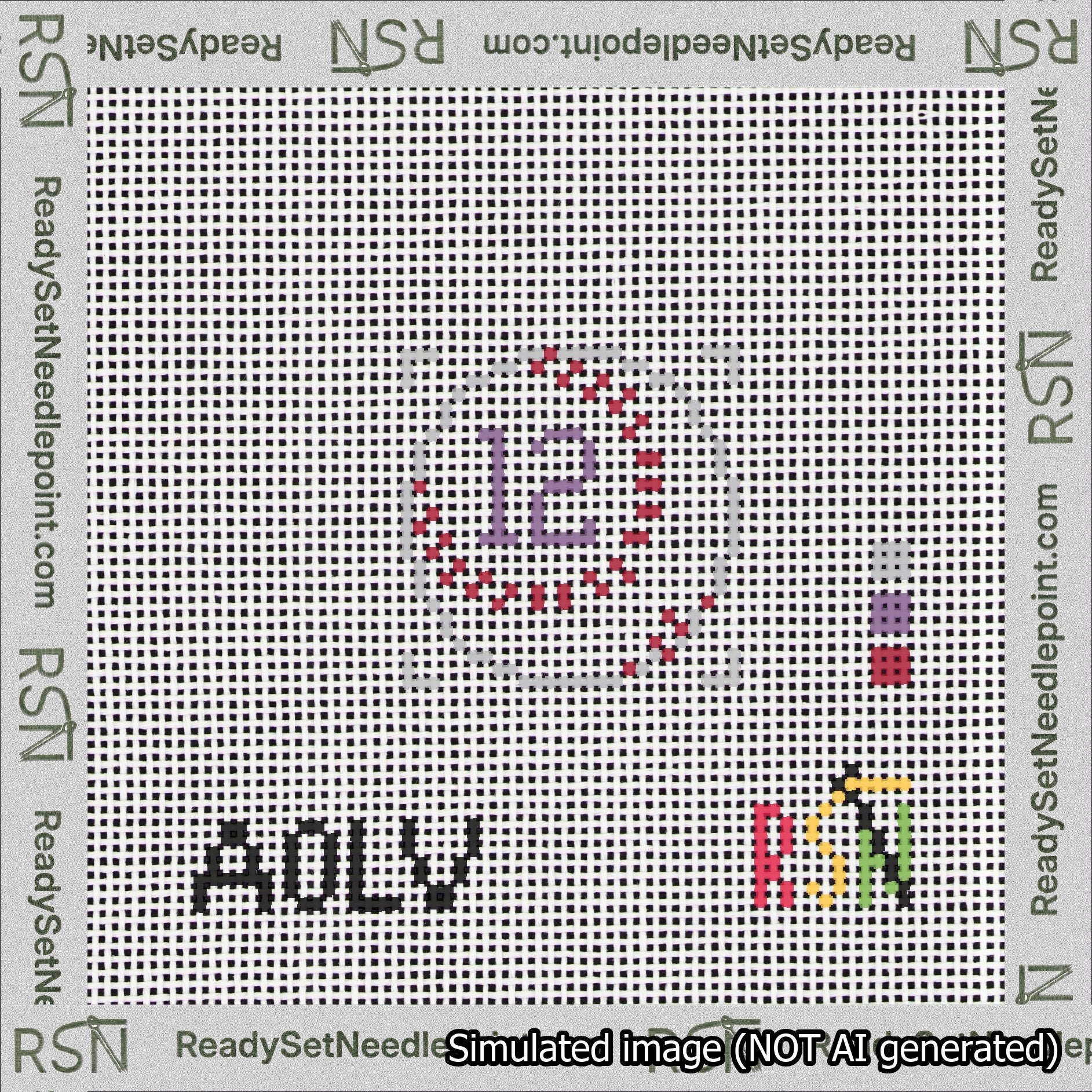 Baseball Bag Charm Purple 0-49 Needlepoint Canvas Design