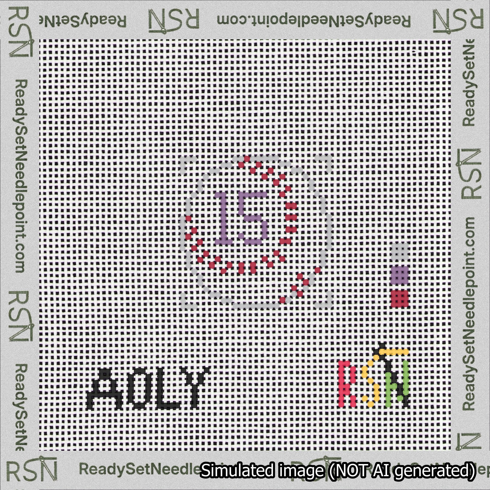 Baseball Bag Charm Purple 0-49 Needlepoint Canvas Design