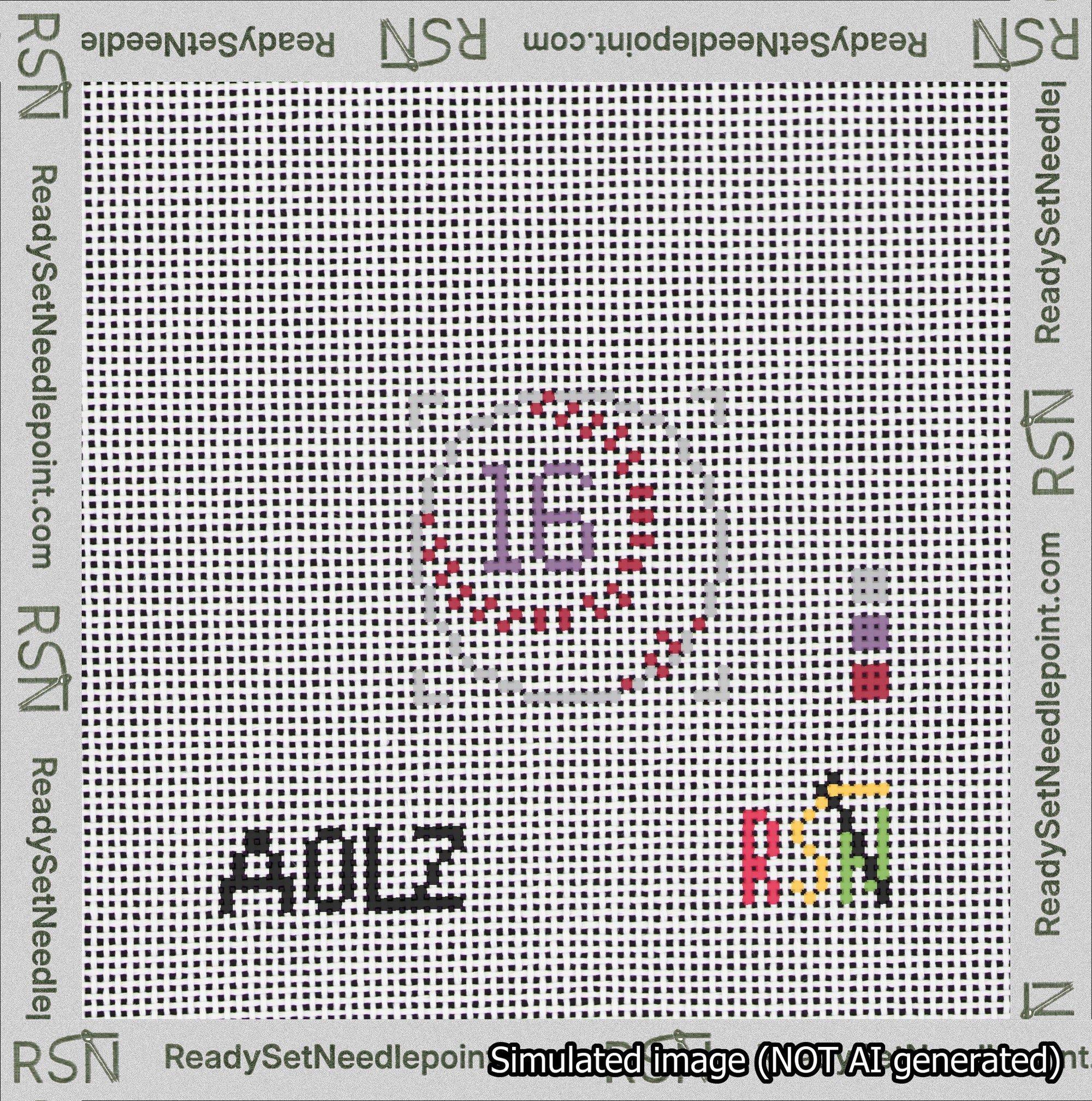 Baseball Bag Charm Purple 0-49 Needlepoint Canvas Design