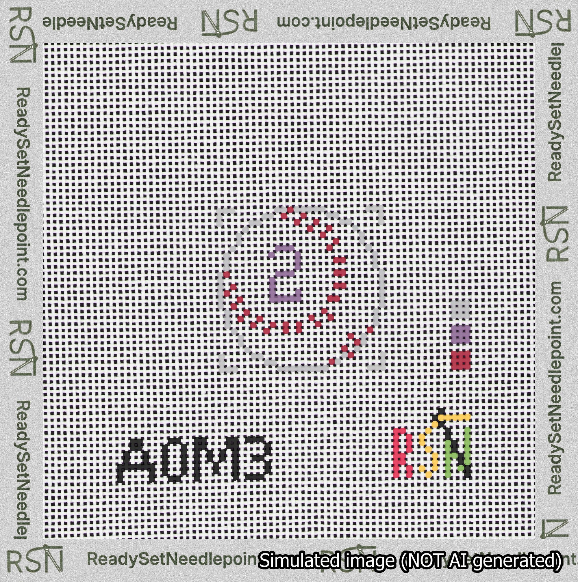 Baseball Bag Charm Purple 0-49 Needlepoint Canvas Design