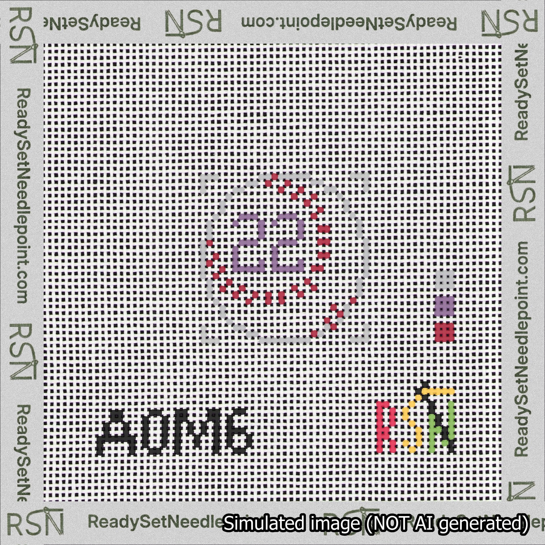 Baseball Bag Charm Purple 0-49 Needlepoint Canvas Design