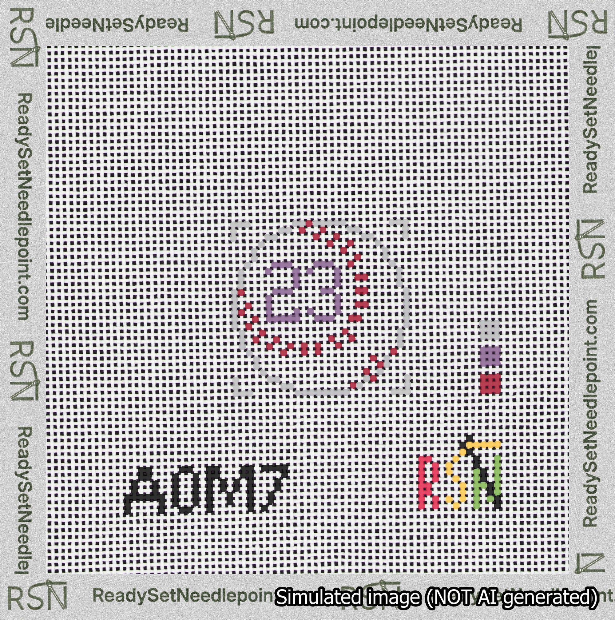 Baseball Bag Charm Purple 0-49 Needlepoint Canvas Design