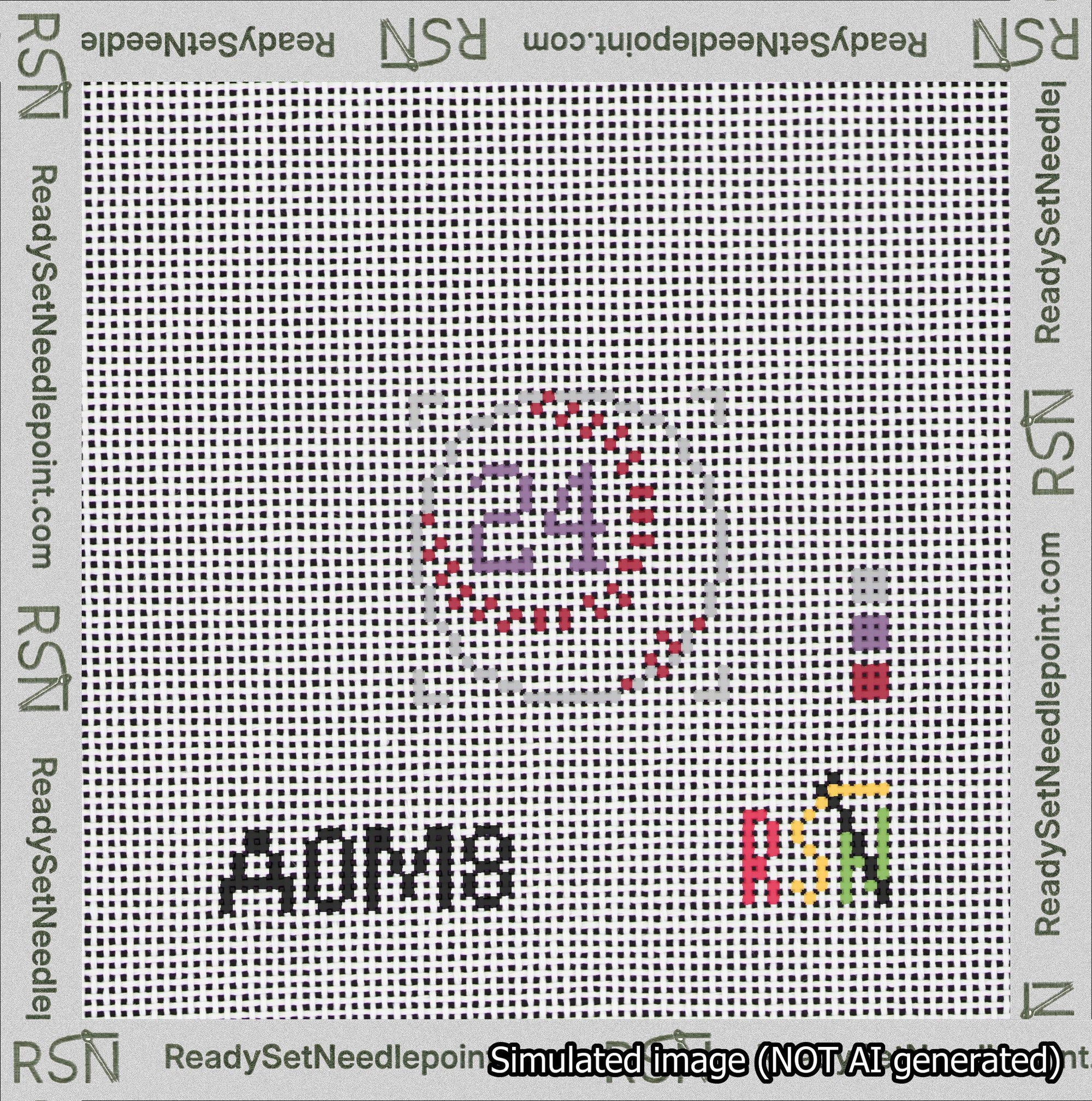 Baseball Bag Charm Purple 0-49 Needlepoint Canvas Design