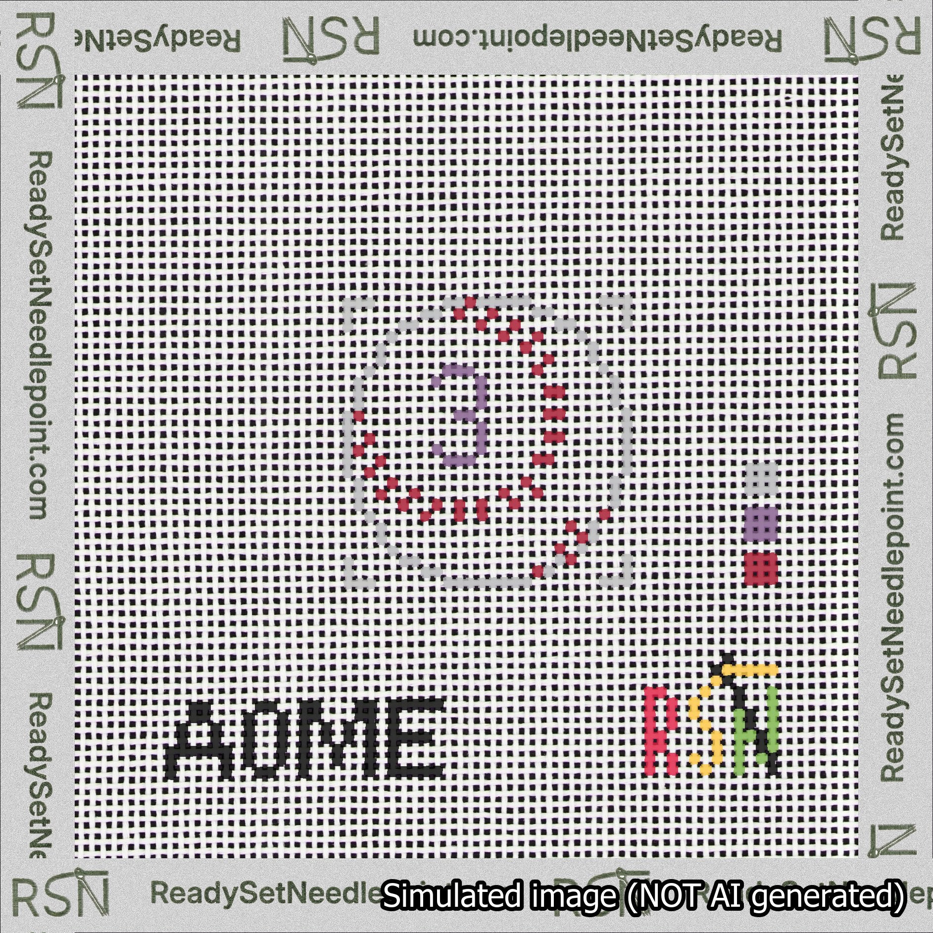 Baseball Bag Charm Purple 0-49 Needlepoint Canvas Design