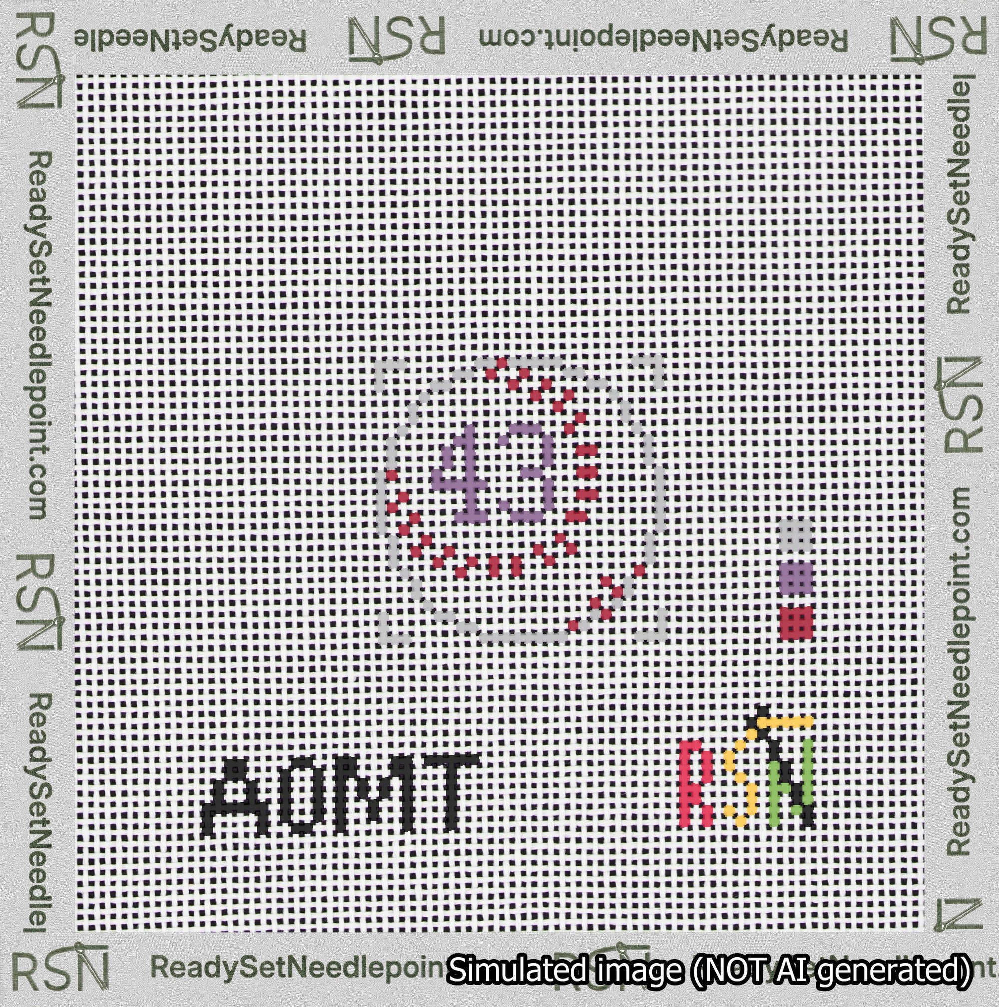 Baseball Bag Charm Purple 0-49 Needlepoint Canvas Design