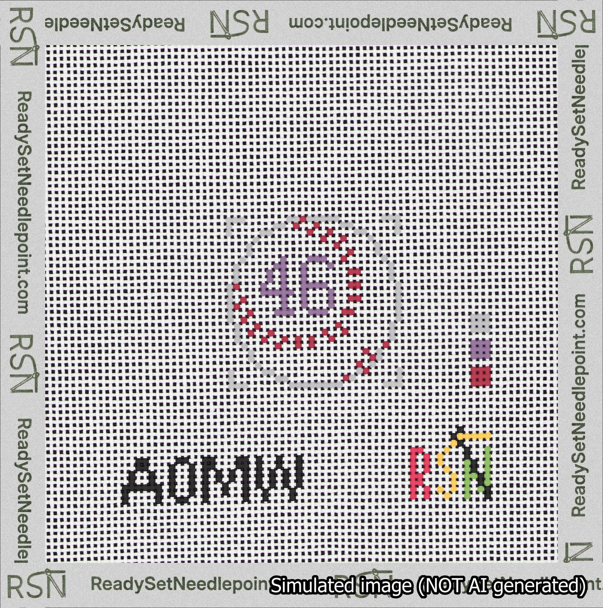 Baseball Bag Charm Purple 0-49 Needlepoint Canvas Design