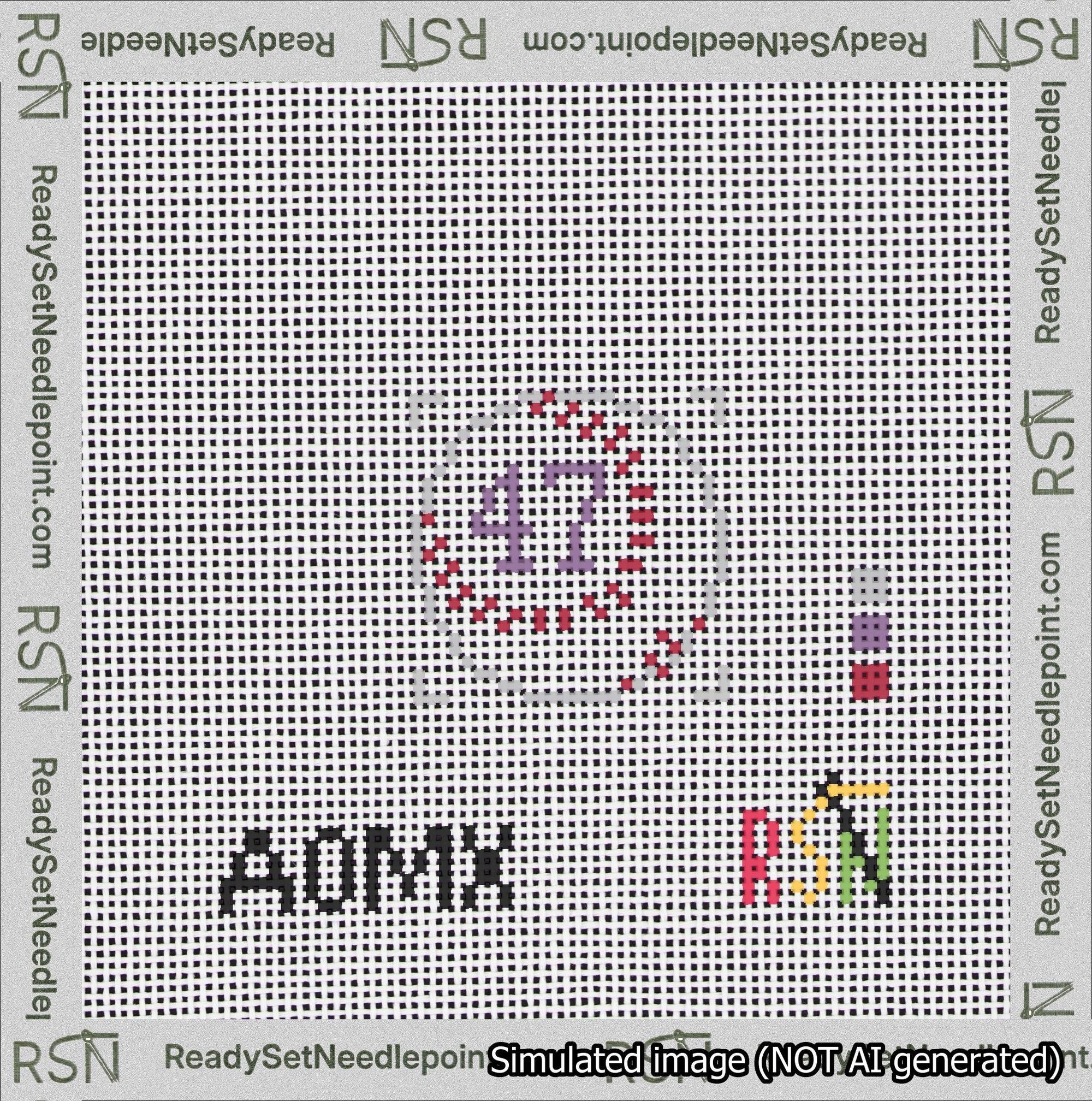 Baseball Bag Charm Purple 0-49 Needlepoint Canvas Design