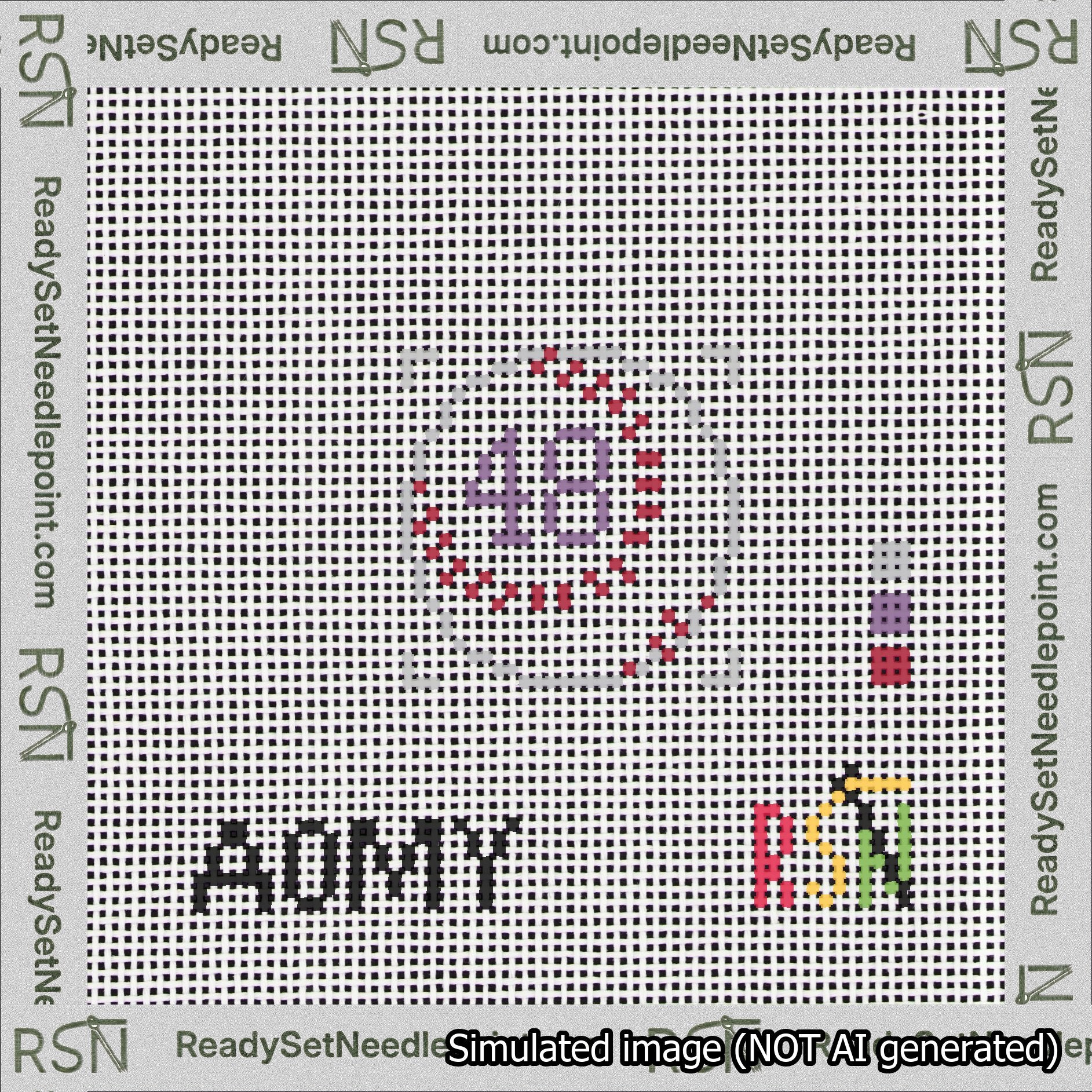 Baseball Bag Charm Purple 0-49 Needlepoint Canvas Design