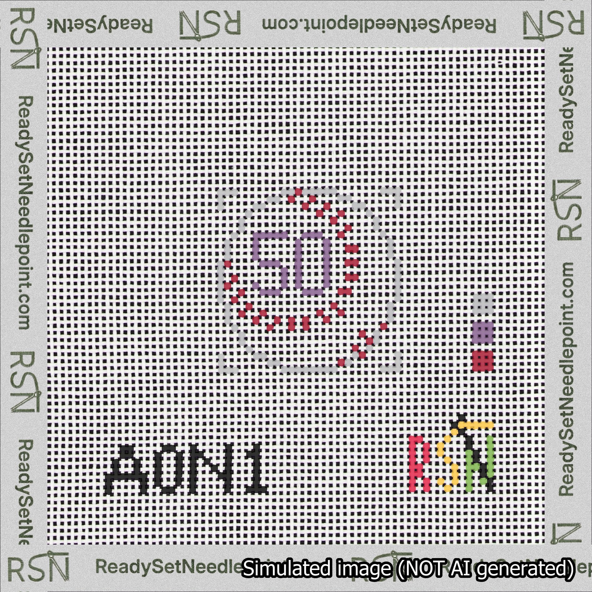 Baseball Bag Charm Purple 50-99 Needlepoint Canvas Design