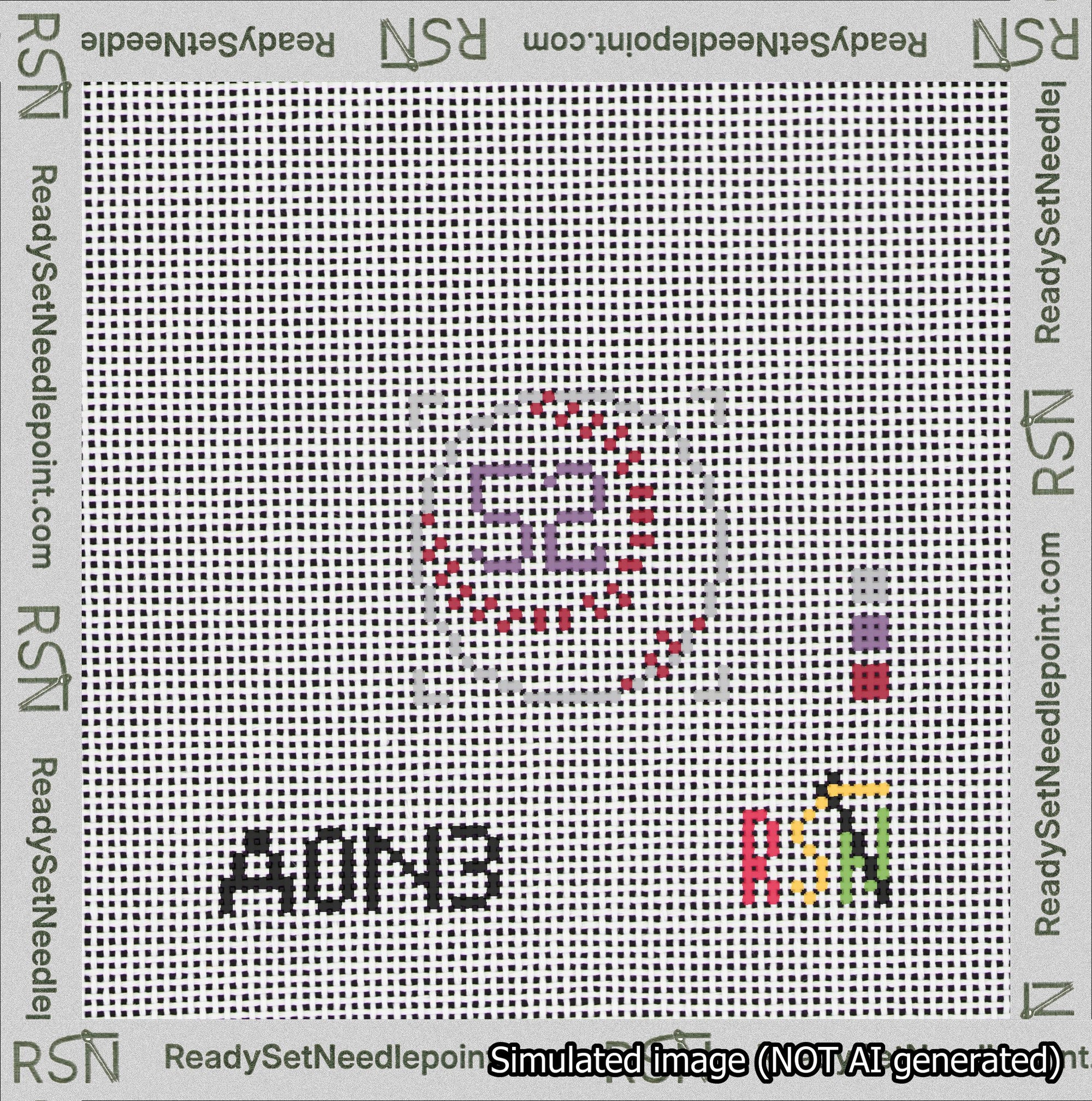 Baseball Bag Charm Purple 50-99 Needlepoint Canvas Design