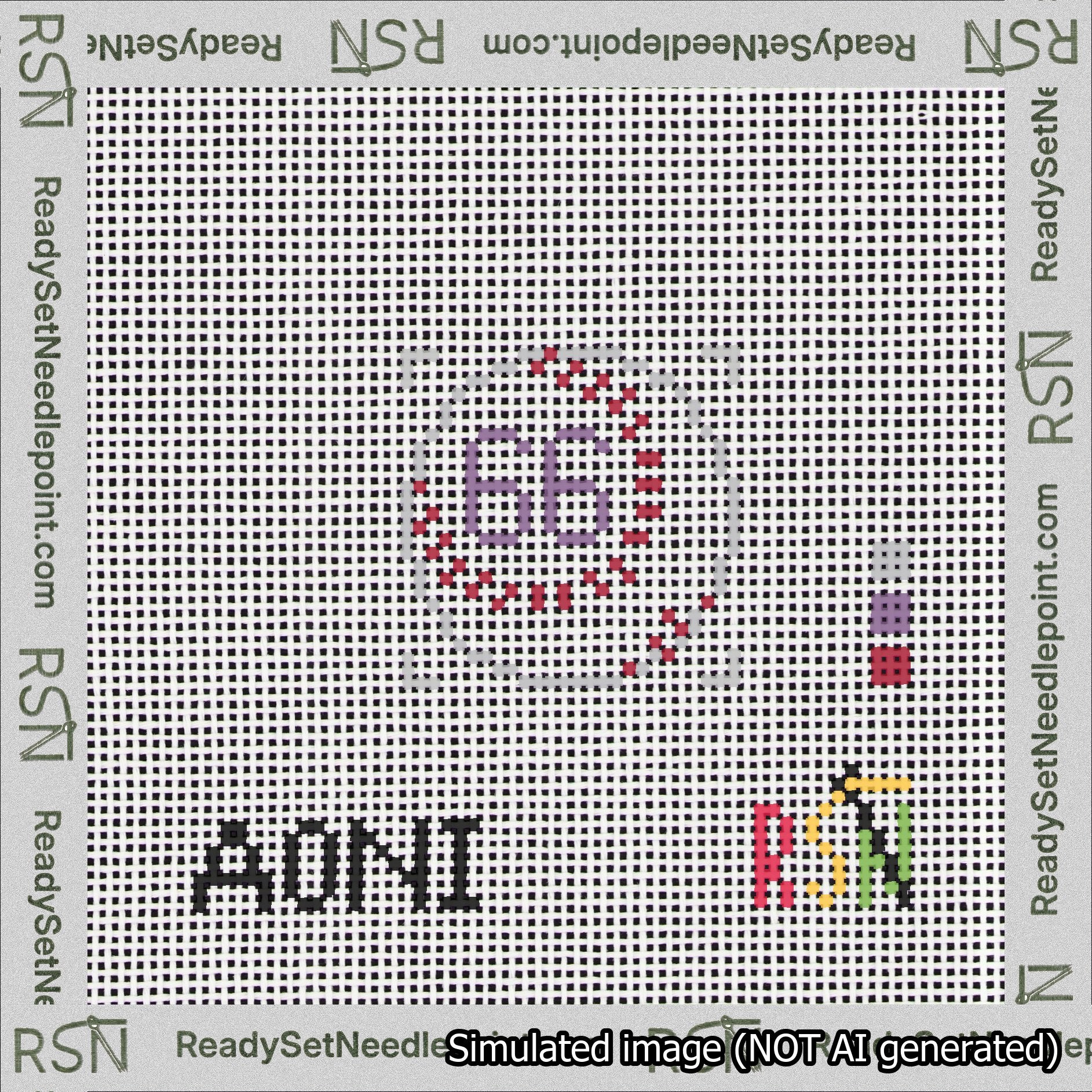 Baseball Bag Charm Purple 50-99 Needlepoint Canvas Design