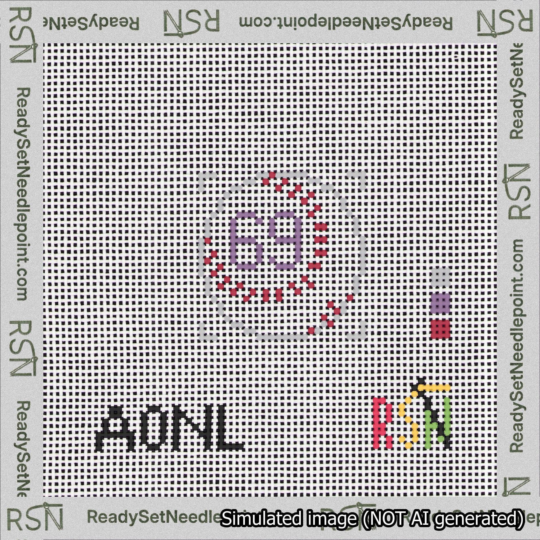 Baseball Bag Charm Purple 50-99 Needlepoint Canvas Design