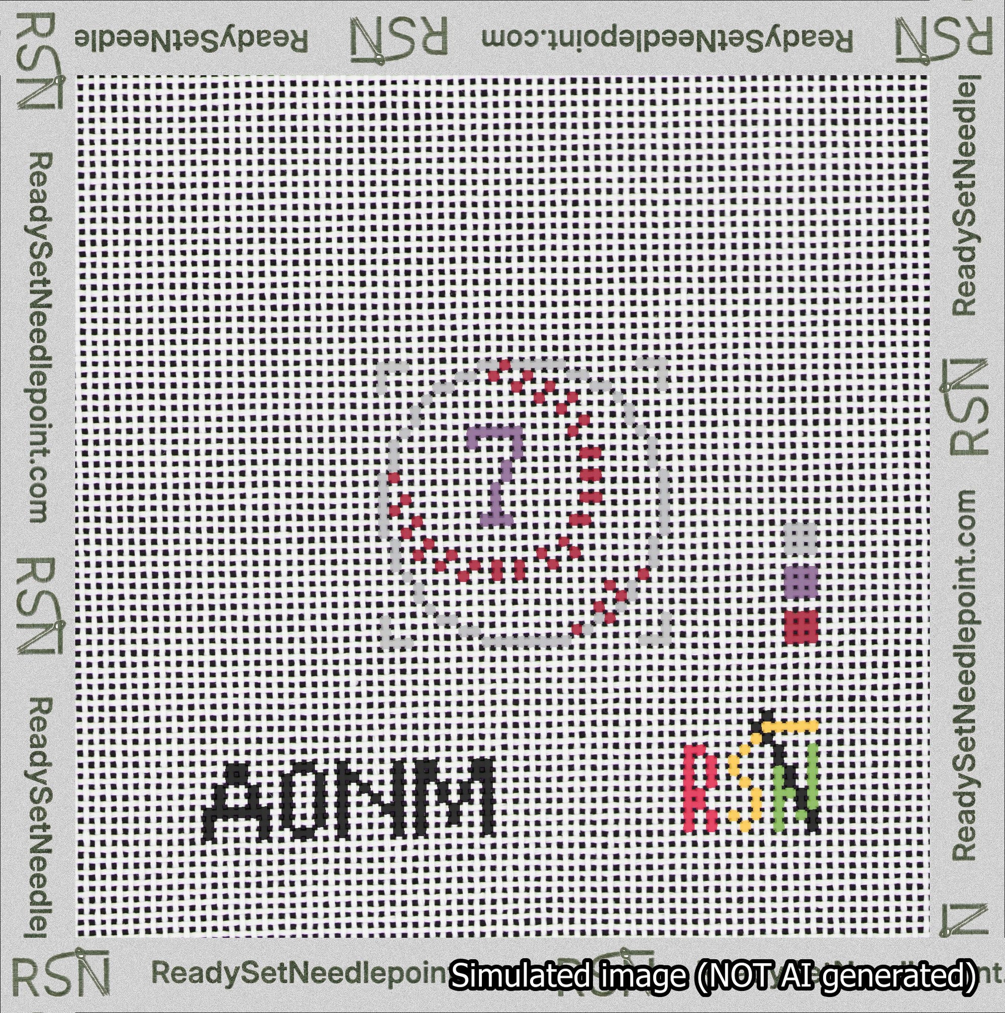 Baseball Bag Charm Purple 0-49 Needlepoint Canvas Design