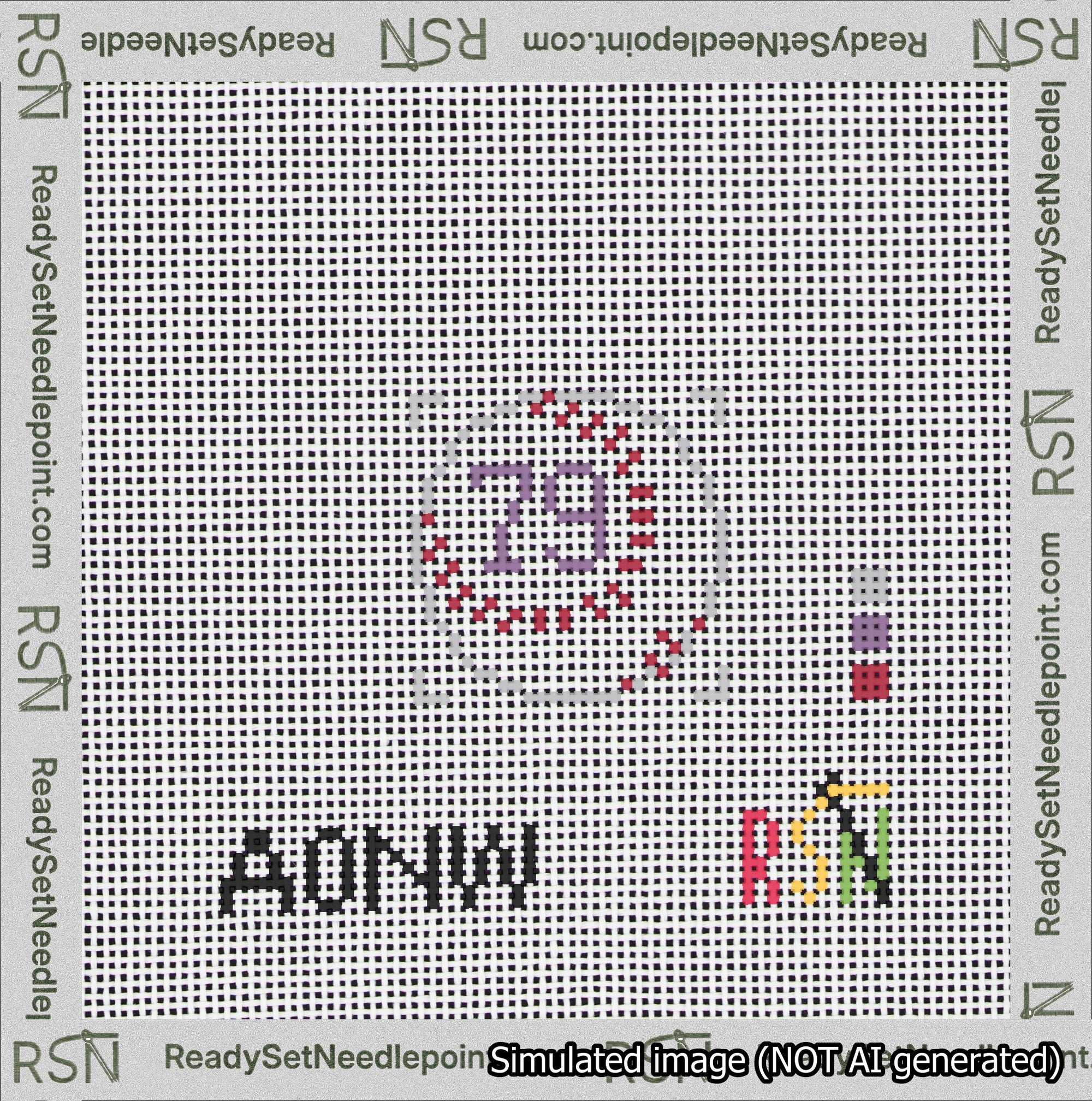 Baseball Bag Charm Purple 50-99 Needlepoint Canvas Design