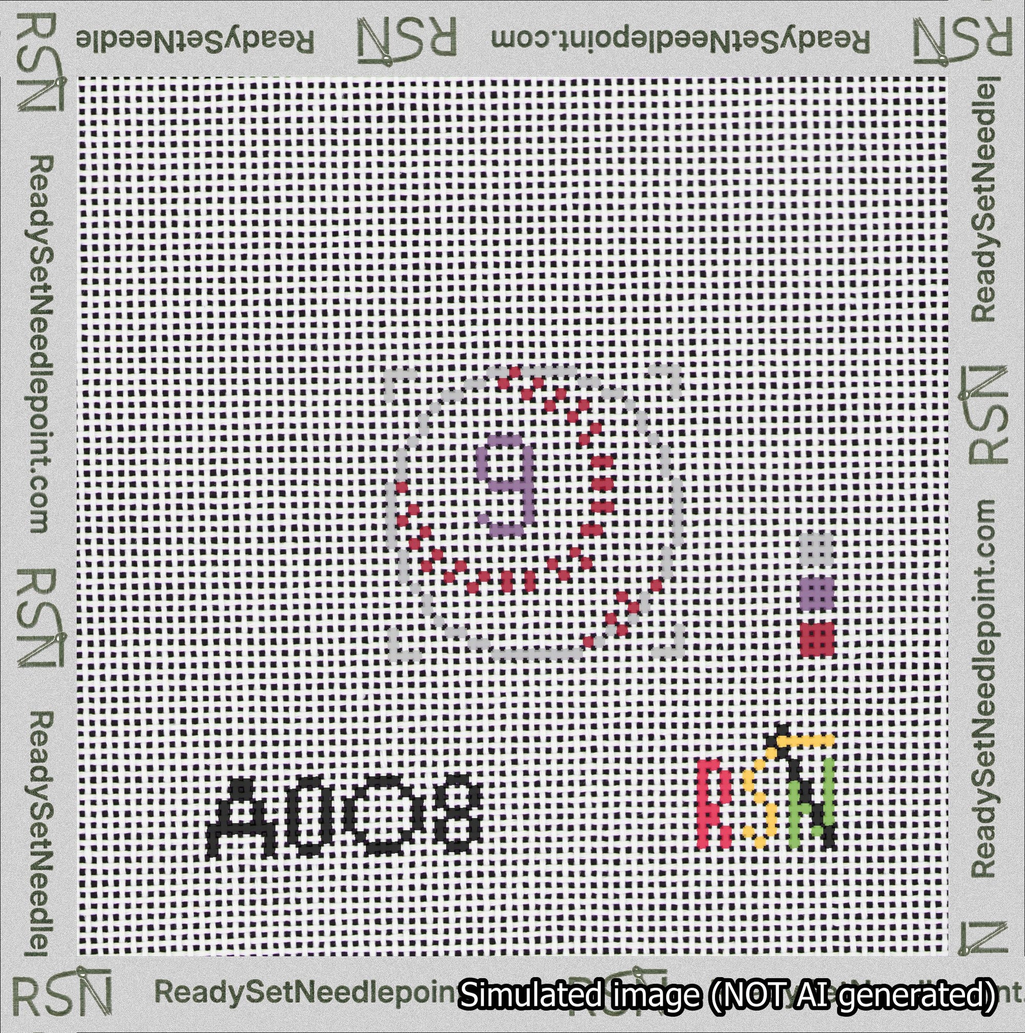 Baseball Bag Charm Purple 0-49 Needlepoint Canvas Design