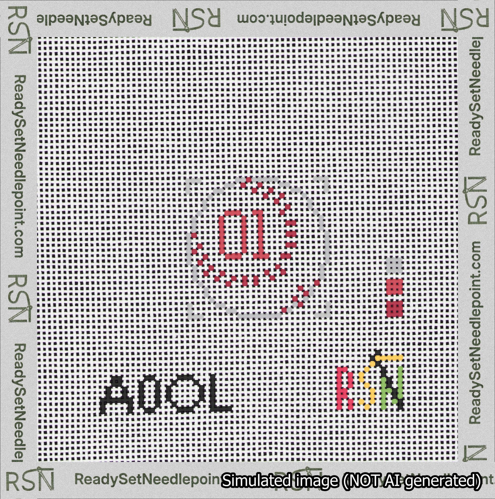 Baseball Bag Charm Red 0-49 Needlepoint Canvas Design