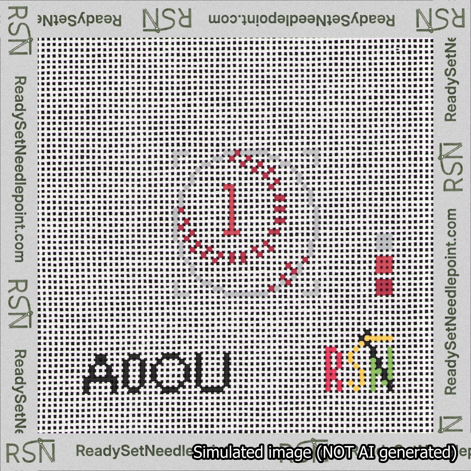 Baseball Bag Charm Red 0-49 Needlepoint Canvas Design