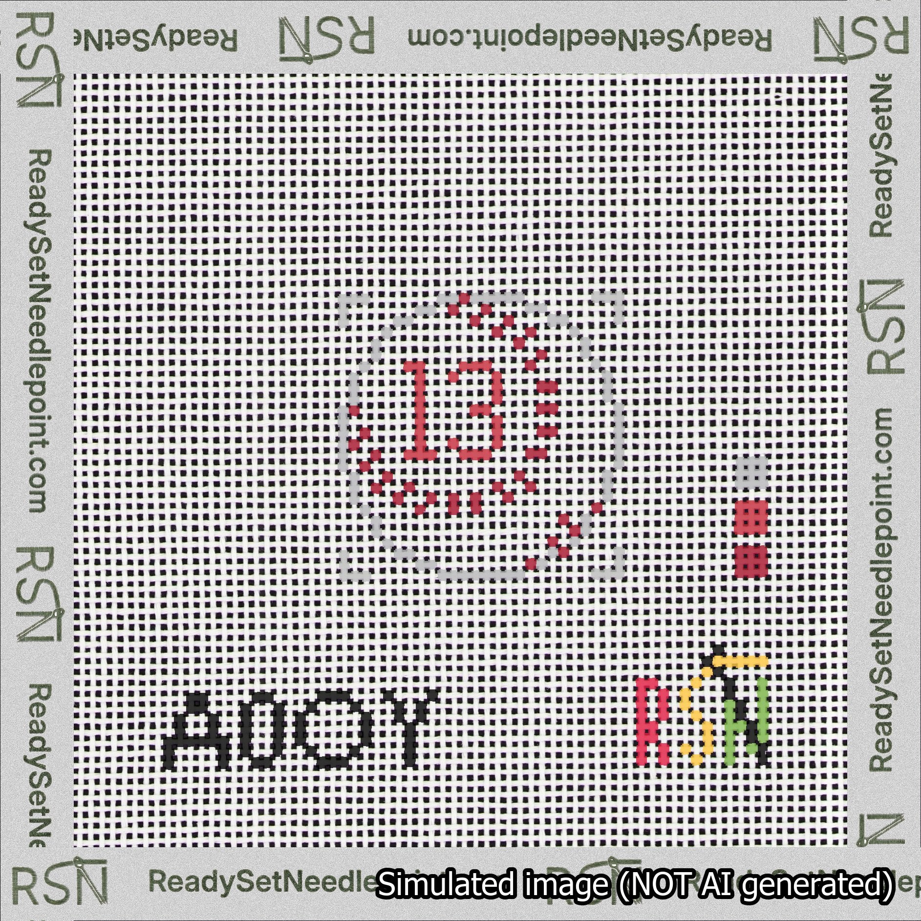 Baseball Bag Charm Red 0-49 Needlepoint Canvas Design