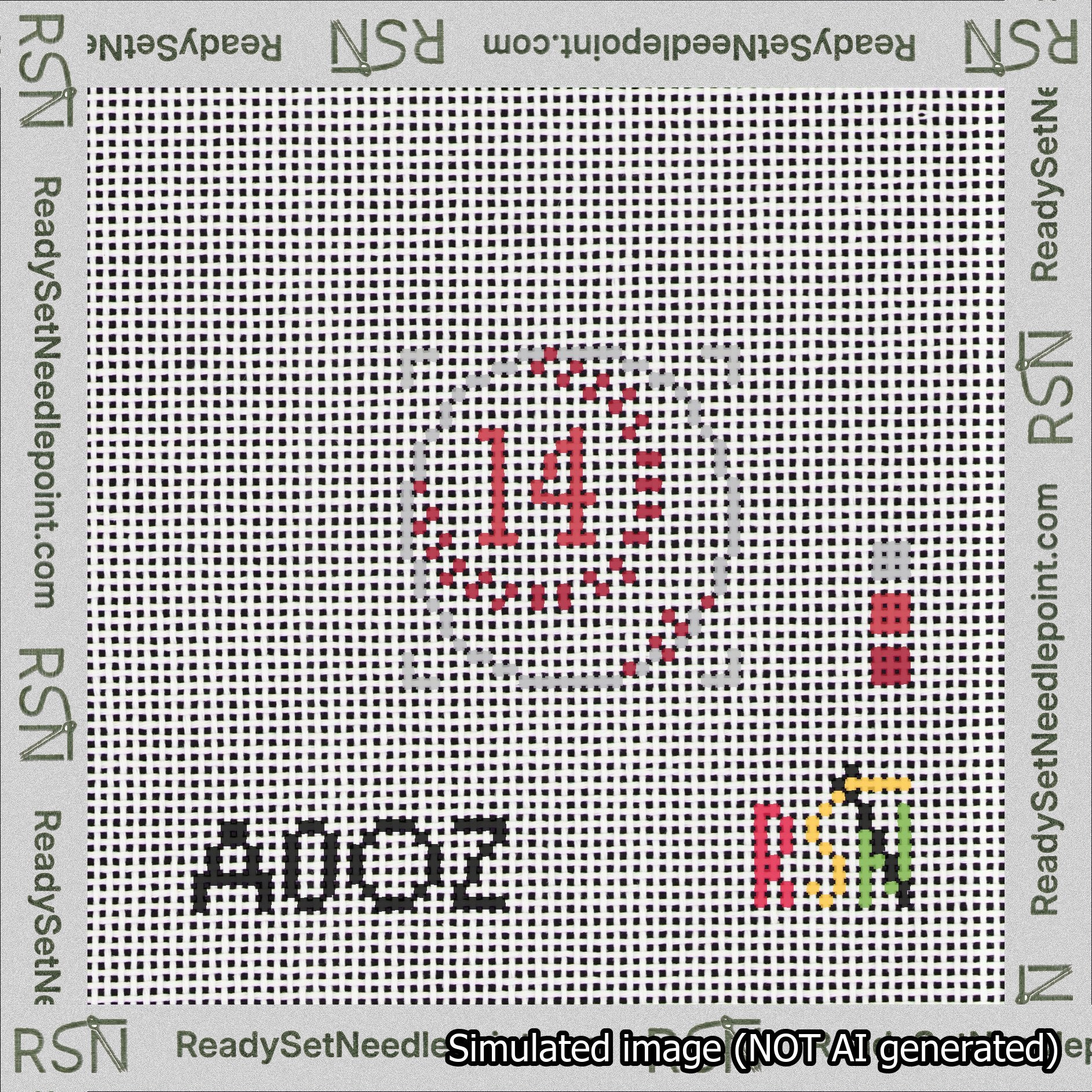 Baseball Bag Charm Red 0-49 Needlepoint Canvas Design