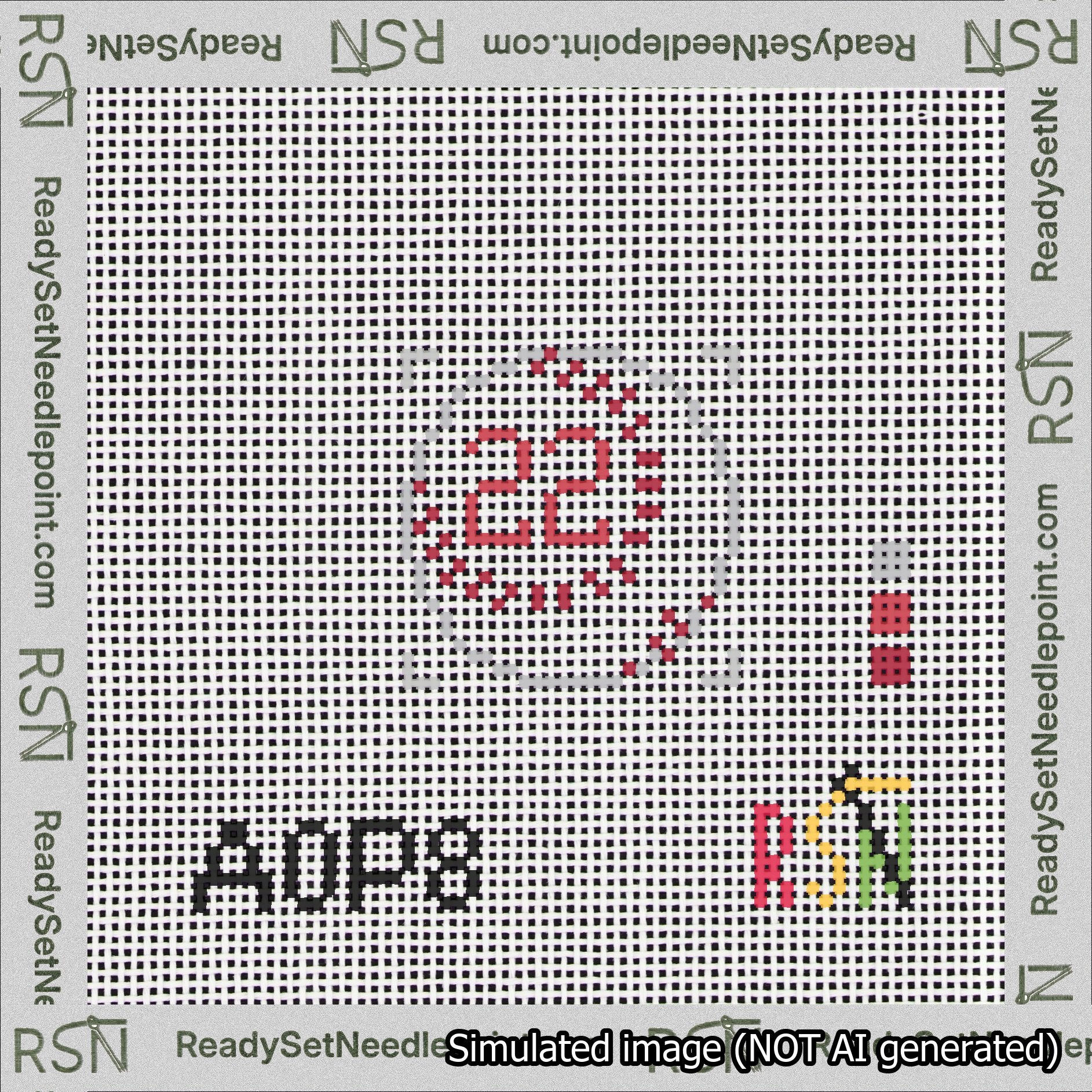 Baseball Bag Charm Red 0-49 Needlepoint Canvas Design