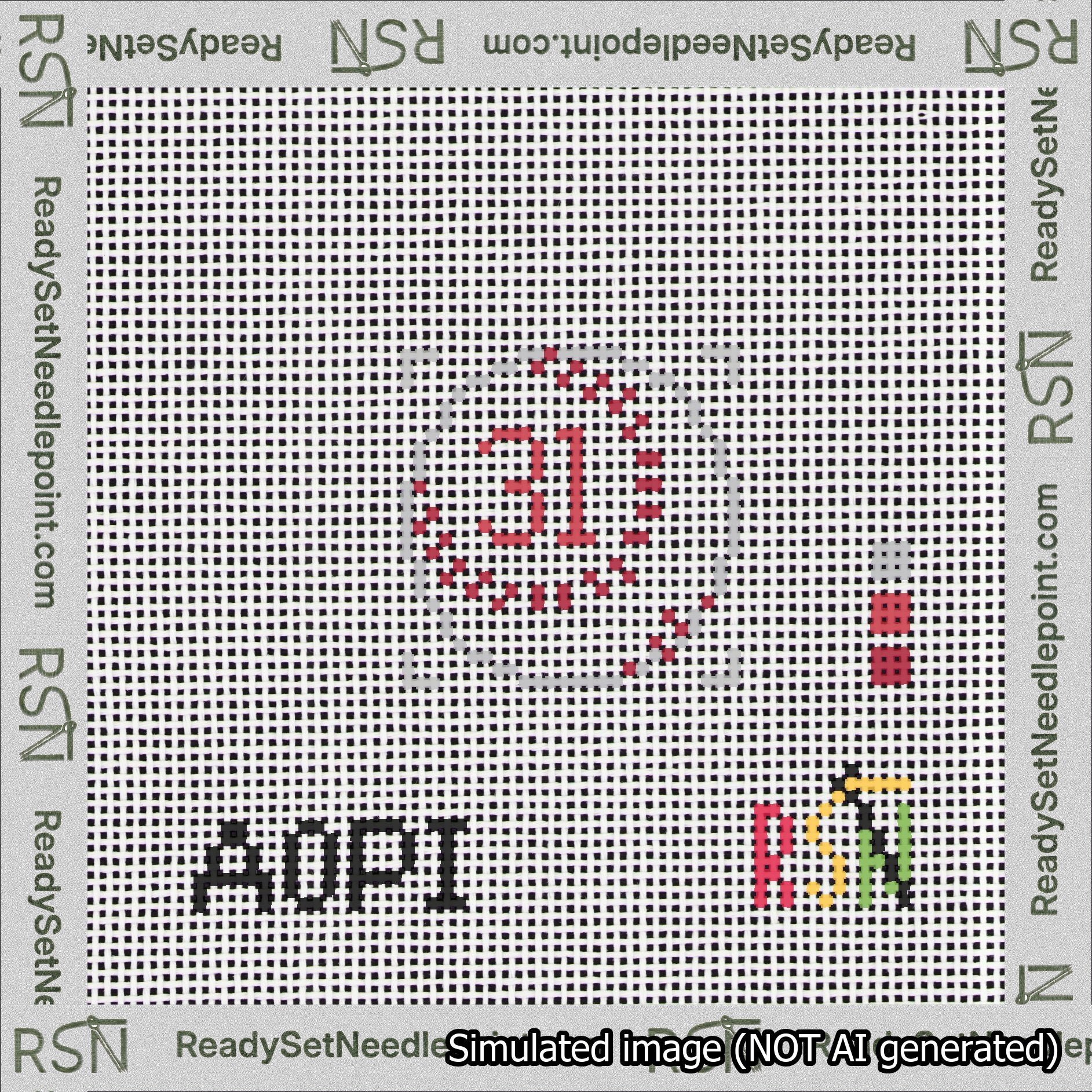 Baseball Bag Charm Red 0-49 Needlepoint Canvas Design