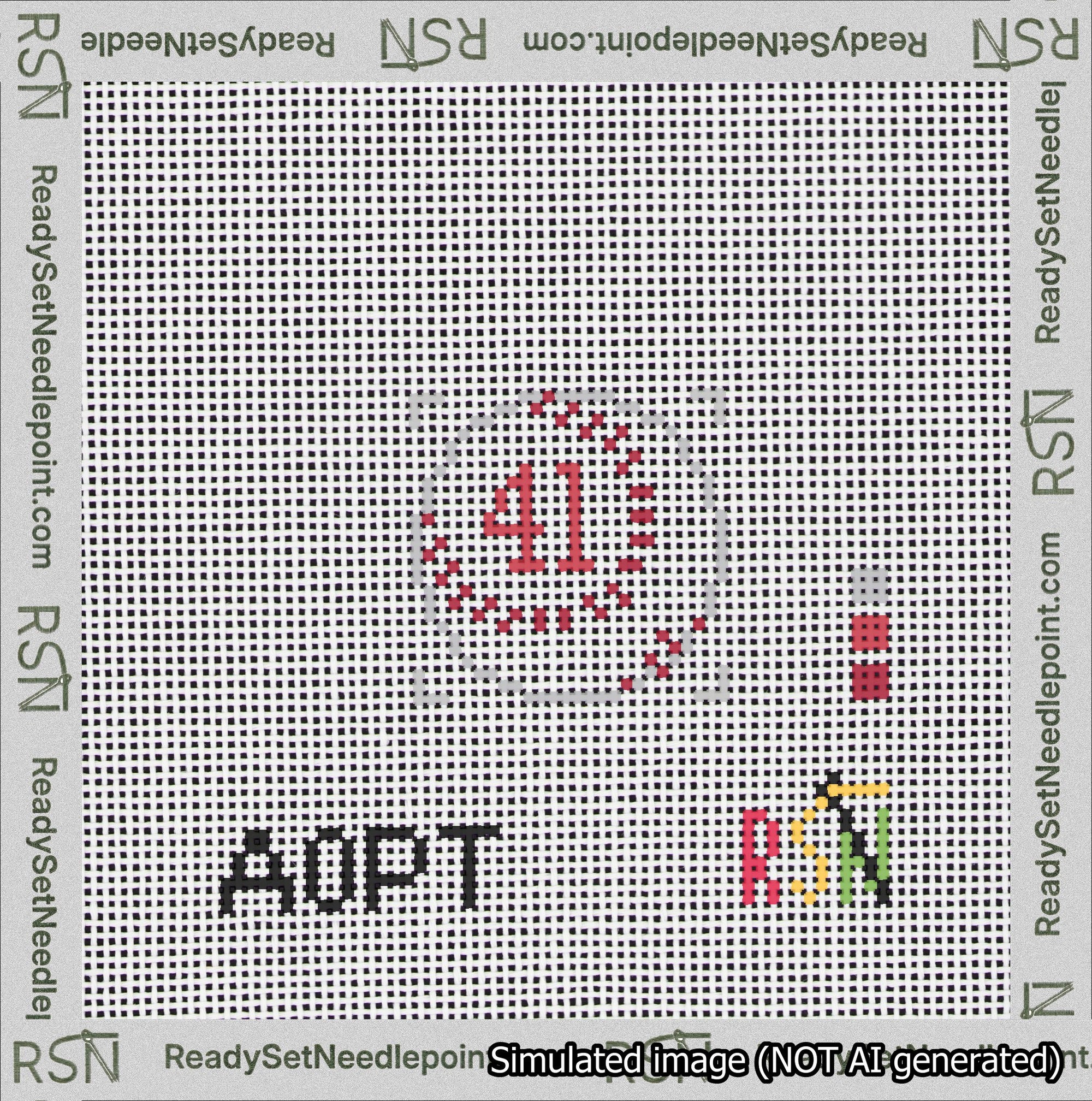 Baseball Bag Charm Red 0-49 Needlepoint Canvas Design