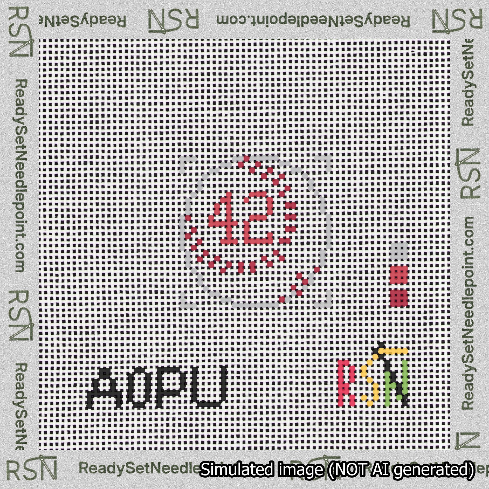 Baseball Bag Charm Red 0-49 Needlepoint Canvas Design