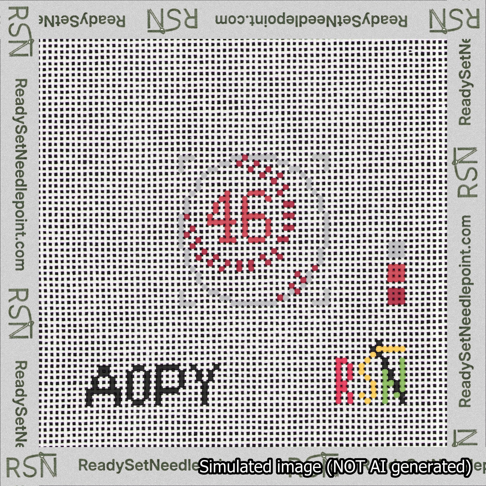 Baseball Bag Charm Red 0-49 Needlepoint Canvas Design