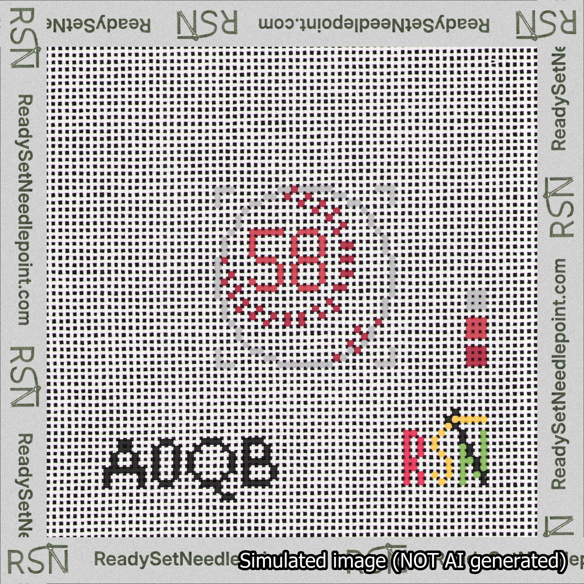 Baseball Bag Charm Red 50-99 Needlepoint Canvas Design