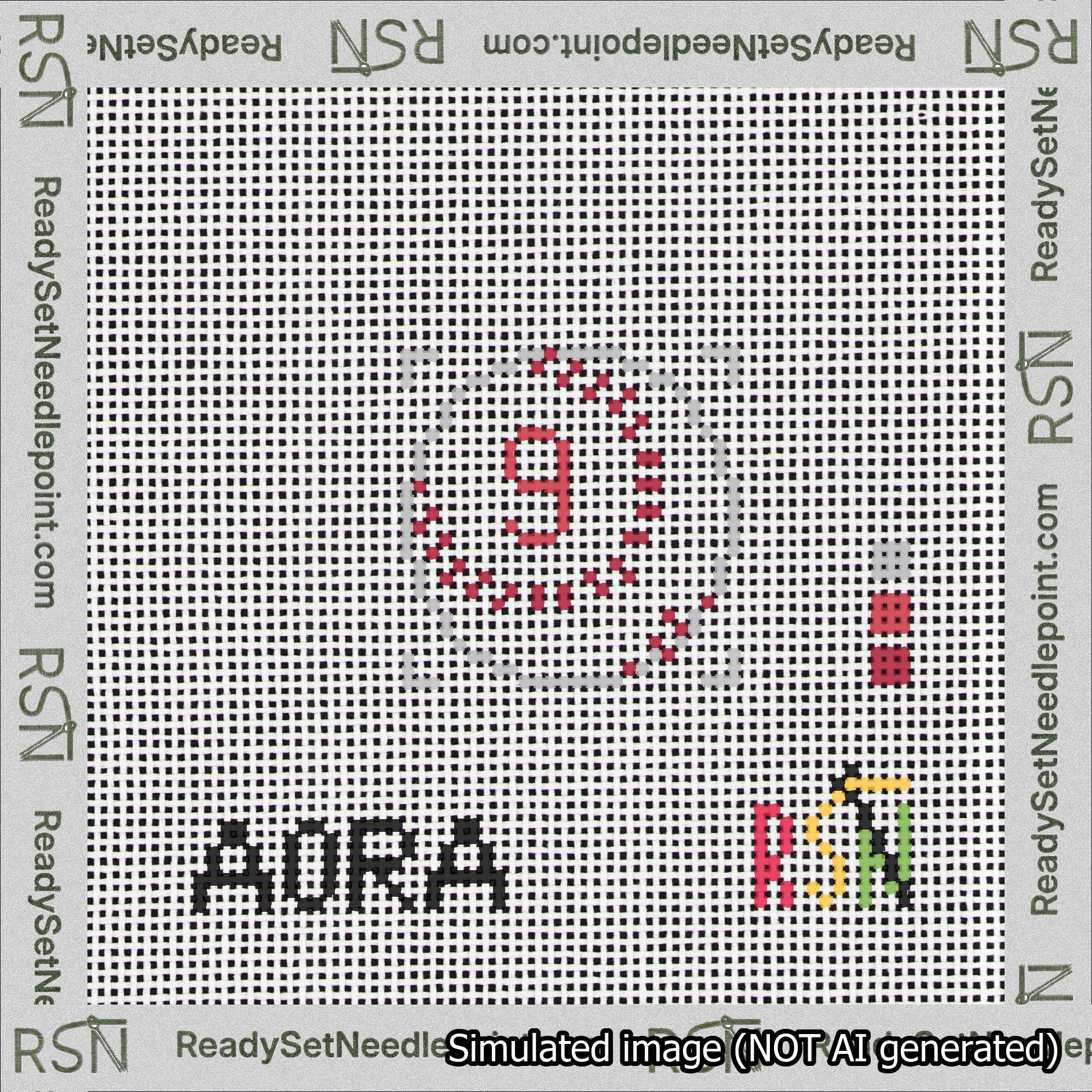 Baseball Bag Charm Red 0-49 Needlepoint Canvas Design