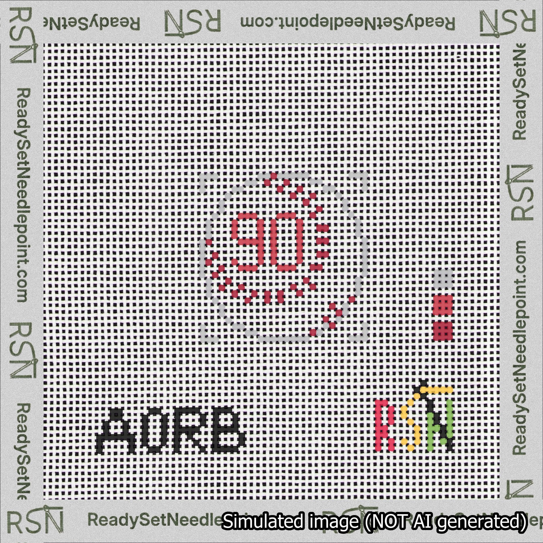 Baseball Bag Charm Red 50-99 Needlepoint Canvas Design